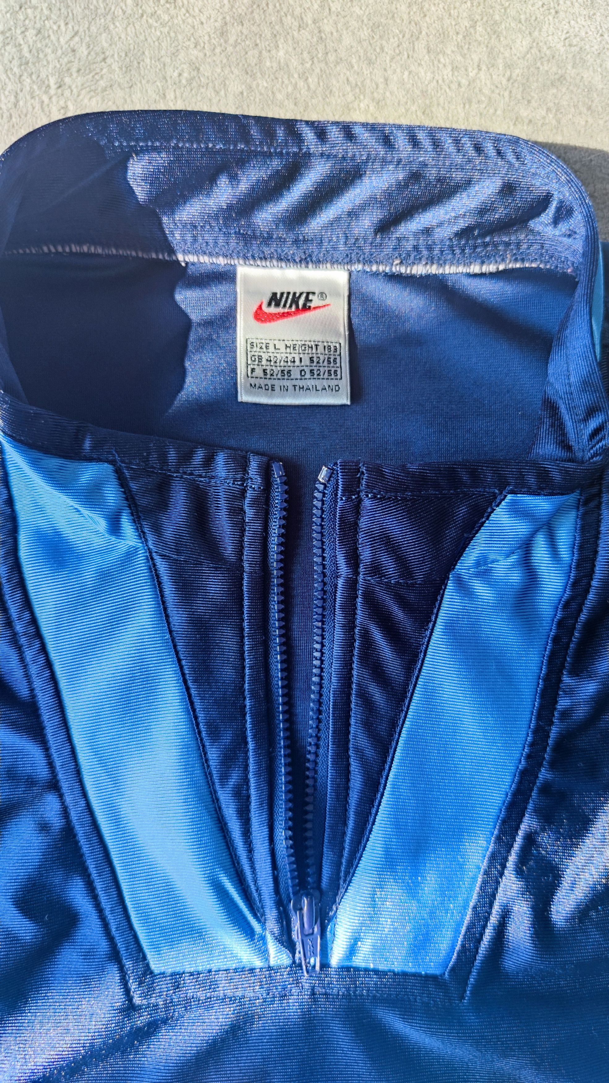Nike × Vintage Vintage 90s Rare Nike Big Logo Jersey T-Shirt 1/4 Zip Size US L / EU 52-54 / 3 - 3 Thumbnail