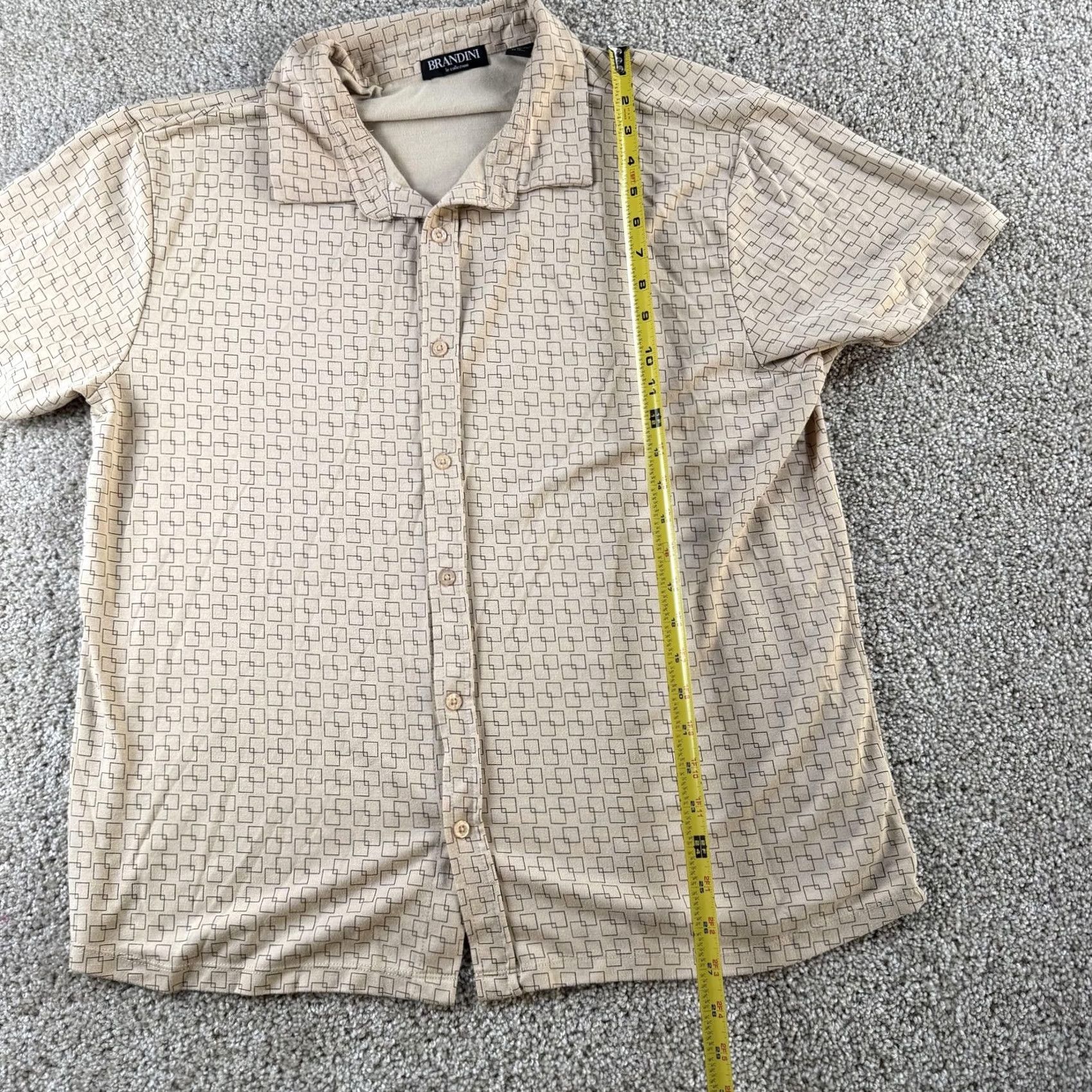 Vintage Brandini Shirt Mens XL Beige Geometric Short Sleeve Button Up Casual Summer Size US XL / EU 56 / 4 - 5 Thumbnail