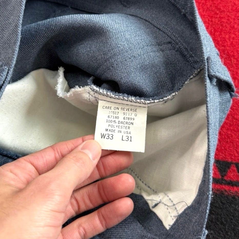 Levi's VINTAGE Levi's 10517 Black Tab Flare Pants 33x31 Mens 70s 80s Button Zip Dress Pants Solid Blue USA Made Bootcut Regular Size US 33 - 3 Thumbnail