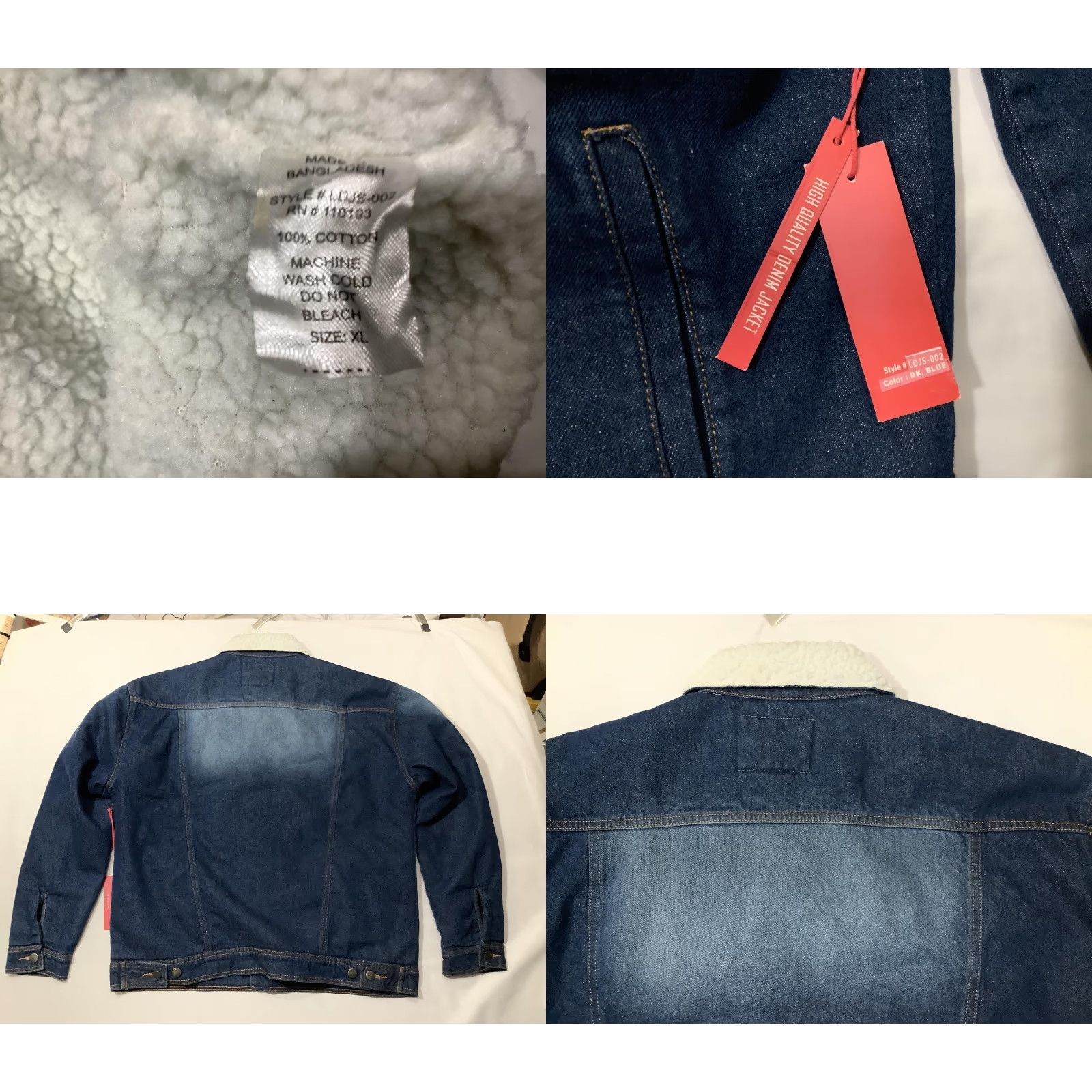 Denime Patrol Jeans Jacket XL Blue Denim Bomber Sherpa Lined Mens Casual Winter Workwear LDJS-002 Size US 36 / EU 52 - 8 Thumbnail