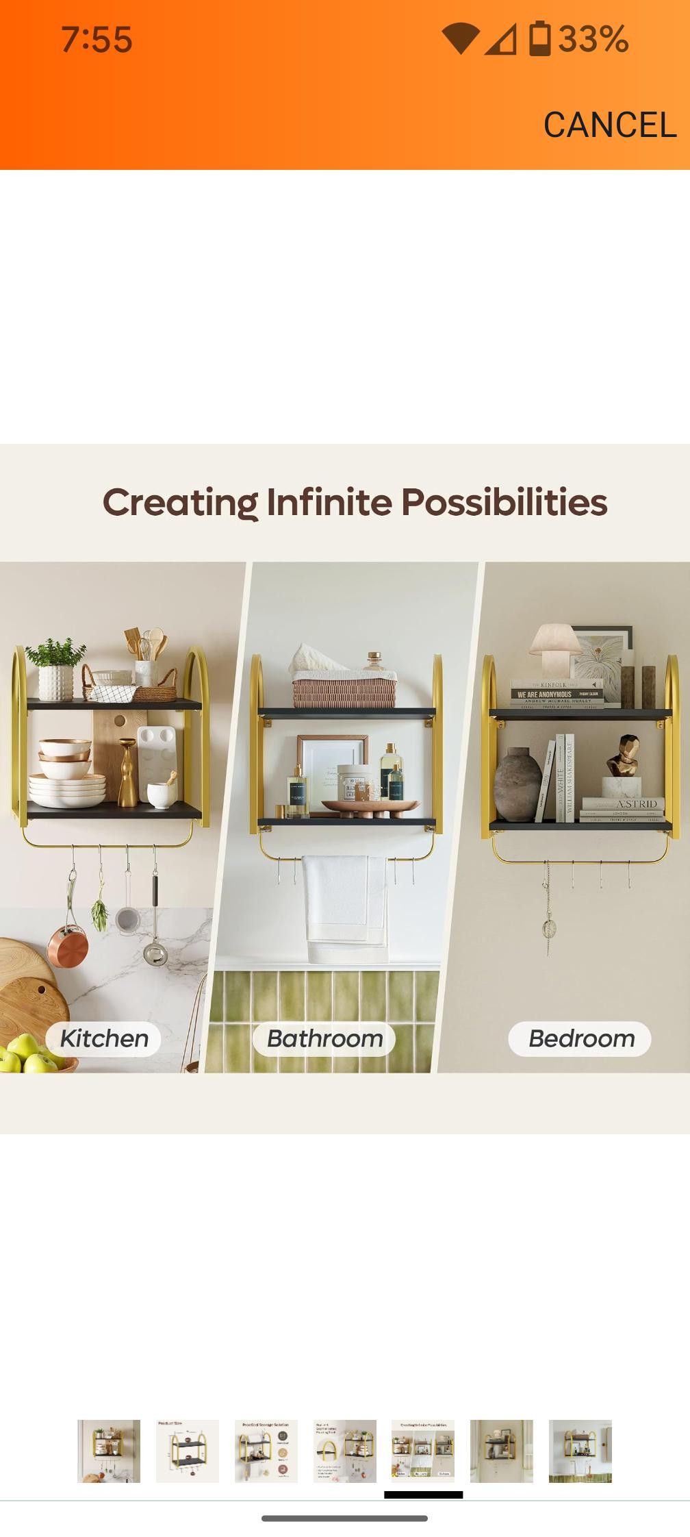 NBDN Nobrandedon Black Floating Shelves for Wall, 2 Tier Black Shelves, Gold Size ONE SIZE - 3 Thumbnail