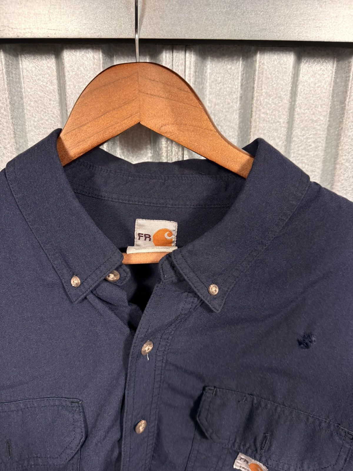 Carhartt Carhartt Fr Navy Western Work Wear Button Up Shirt Size US XL / EU 56 / 4 - 6 Thumbnail
