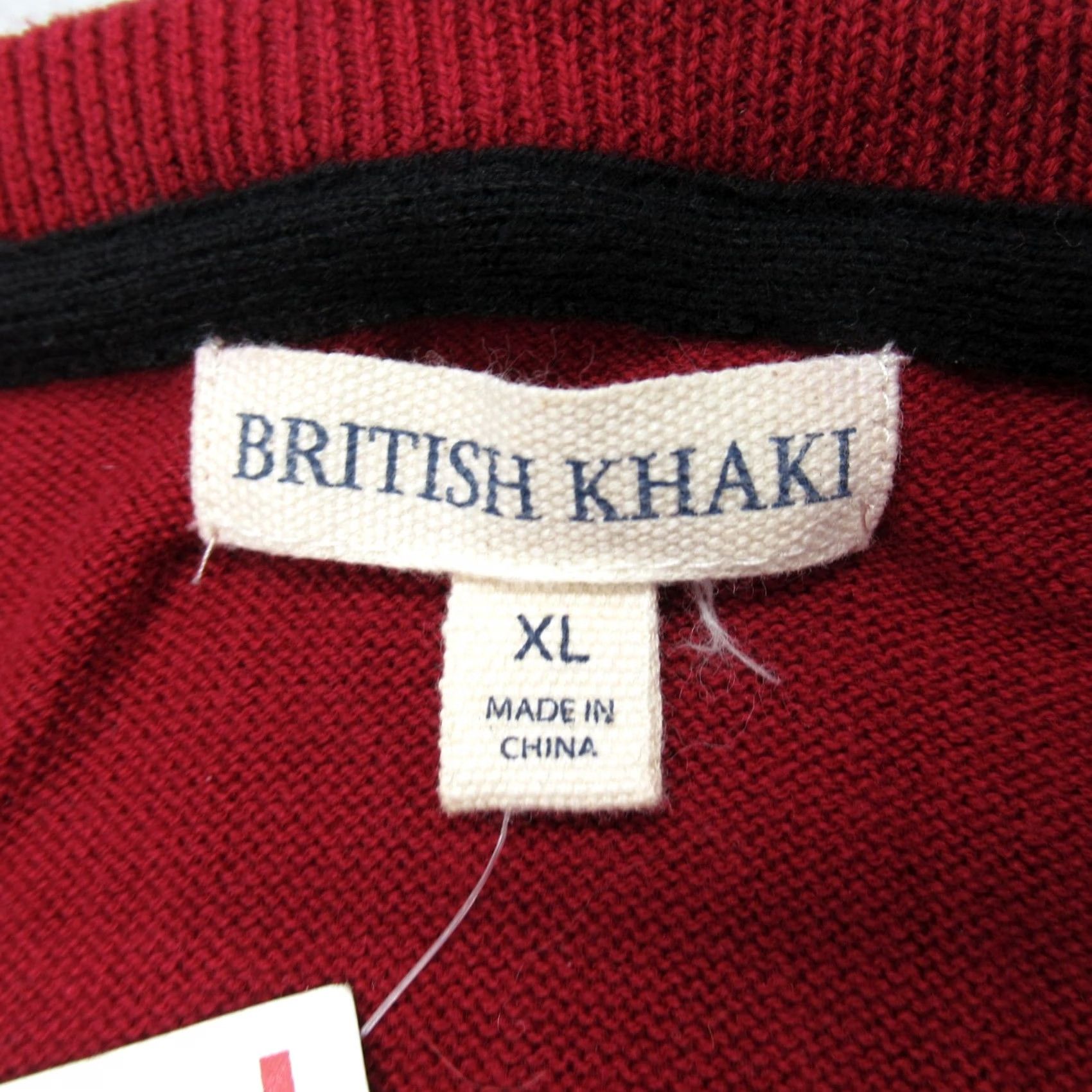 Vintage British Khaki Sweater Mens XL Red Striped Cotton Crew Neck Knit Pullover NEW Size US XL / EU 56 / 4 - 4 Thumbnail