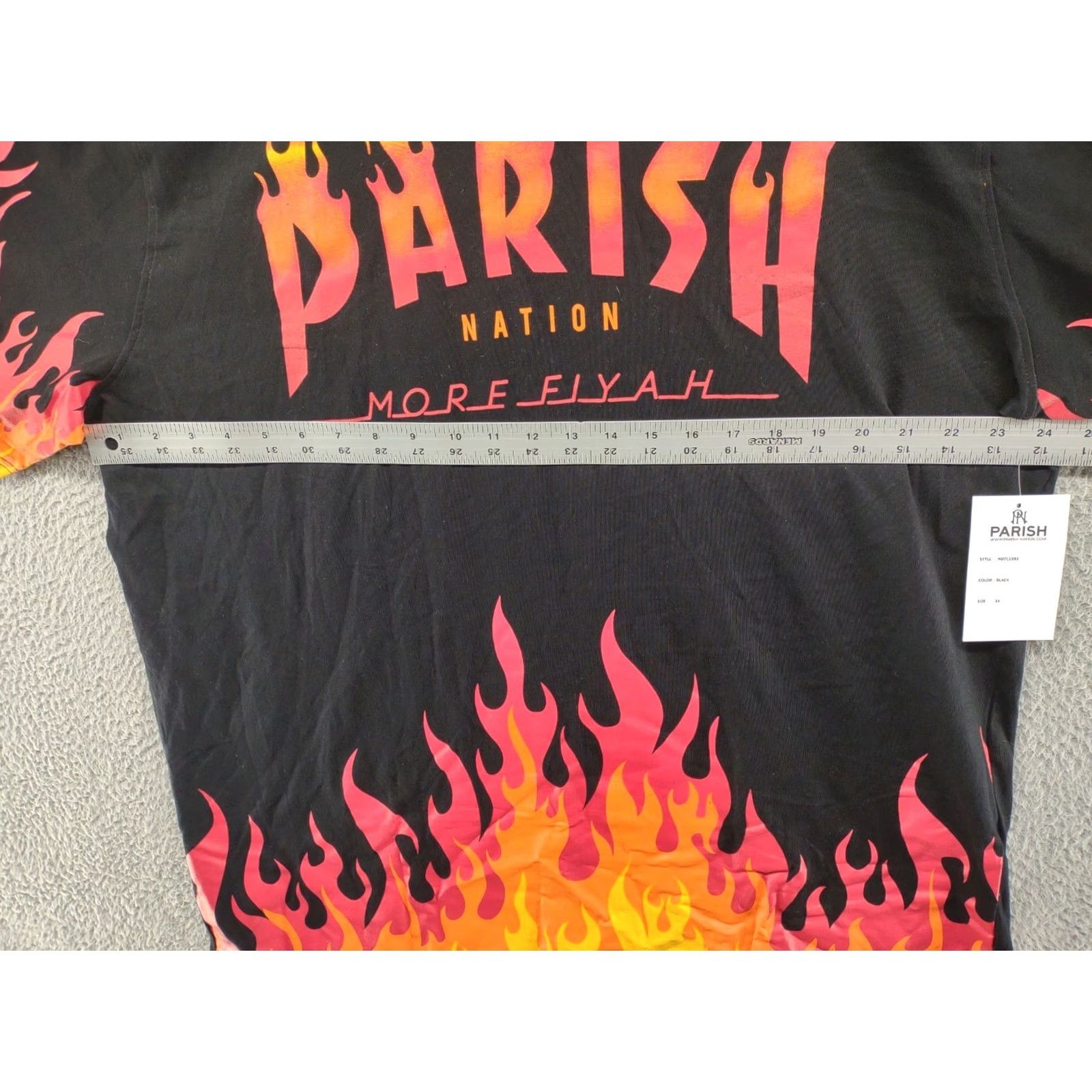 Vintage Parish Nation Men’s Red Flames Health Wealth and Wisdom Shirt 3XL Black Cotton Crew Neck Short Sleeve Pullover Vinyl Trim Flames Shirt Mens Size US XXL / EU 58 / 5 - 4 Thumbnail