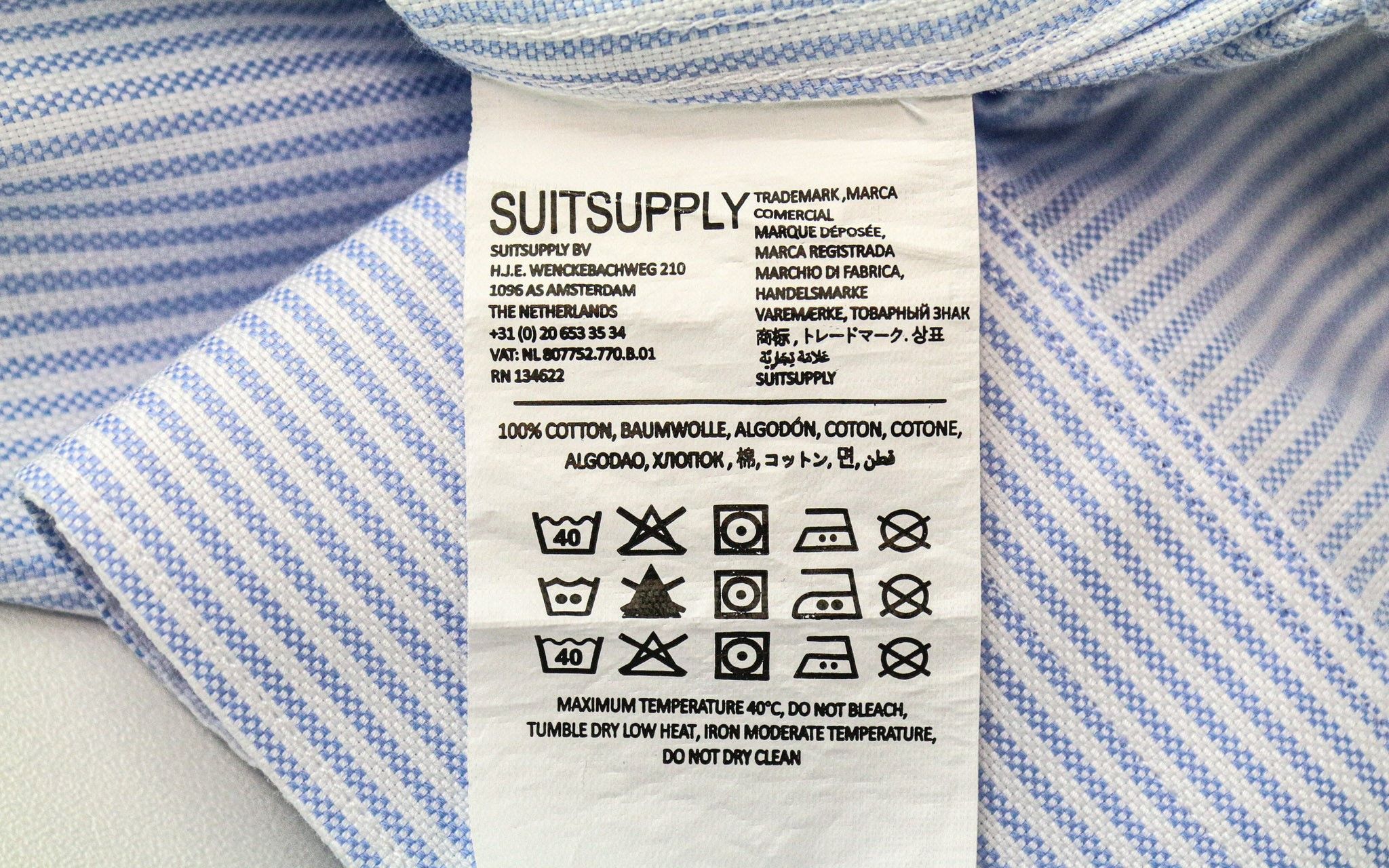 Suitsupply 40/15 3/4 Extra Slim Blue Striped Cotton Shirt 75984 Size 40R - 6 Thumbnail