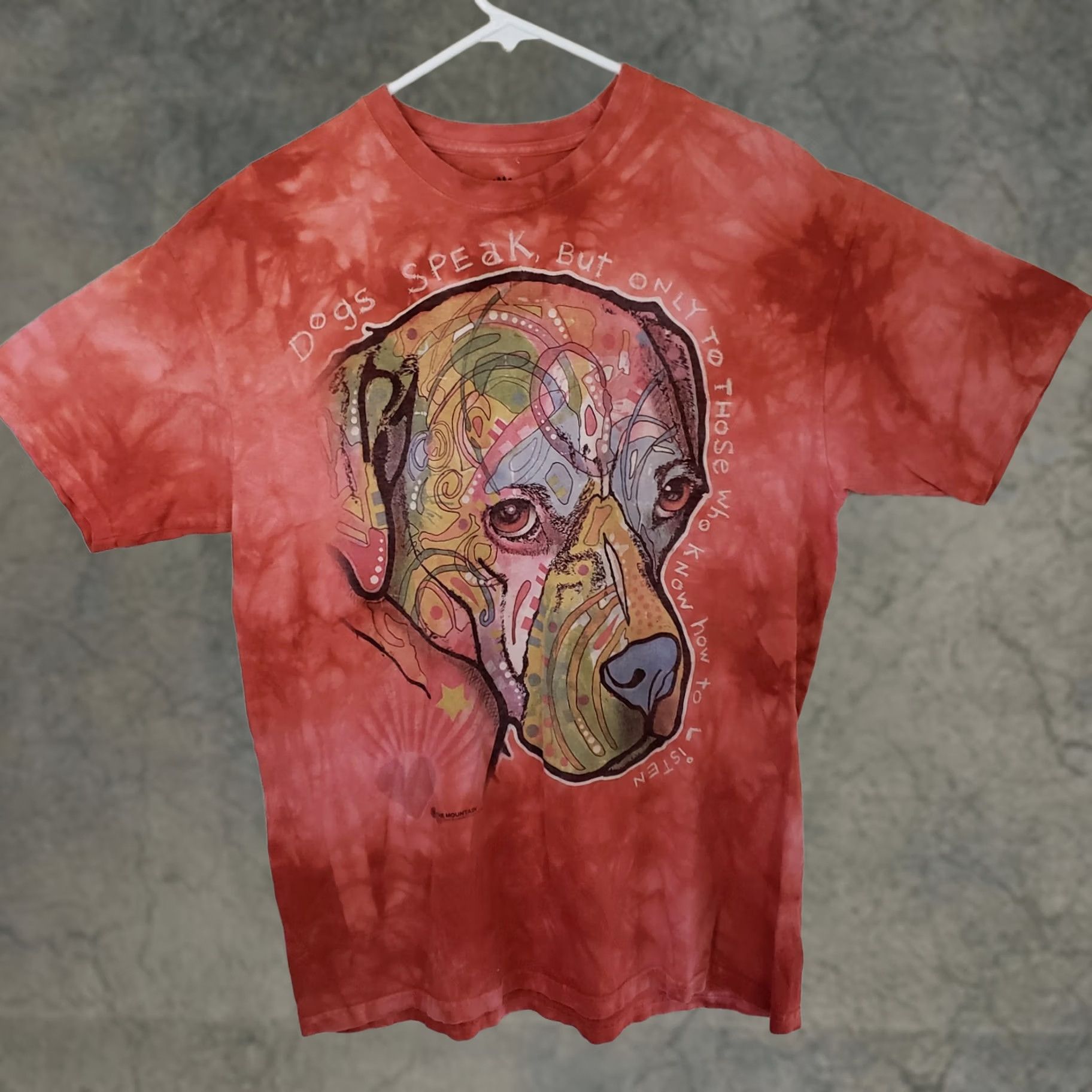 The Mountain VINTAGE The Mountain T-Shirt Men L Red Tie Dye Dog Face Wearable Art Short Sleeve Unisex Size US L / EU 52-54 / 3 - 1 Thumbnail