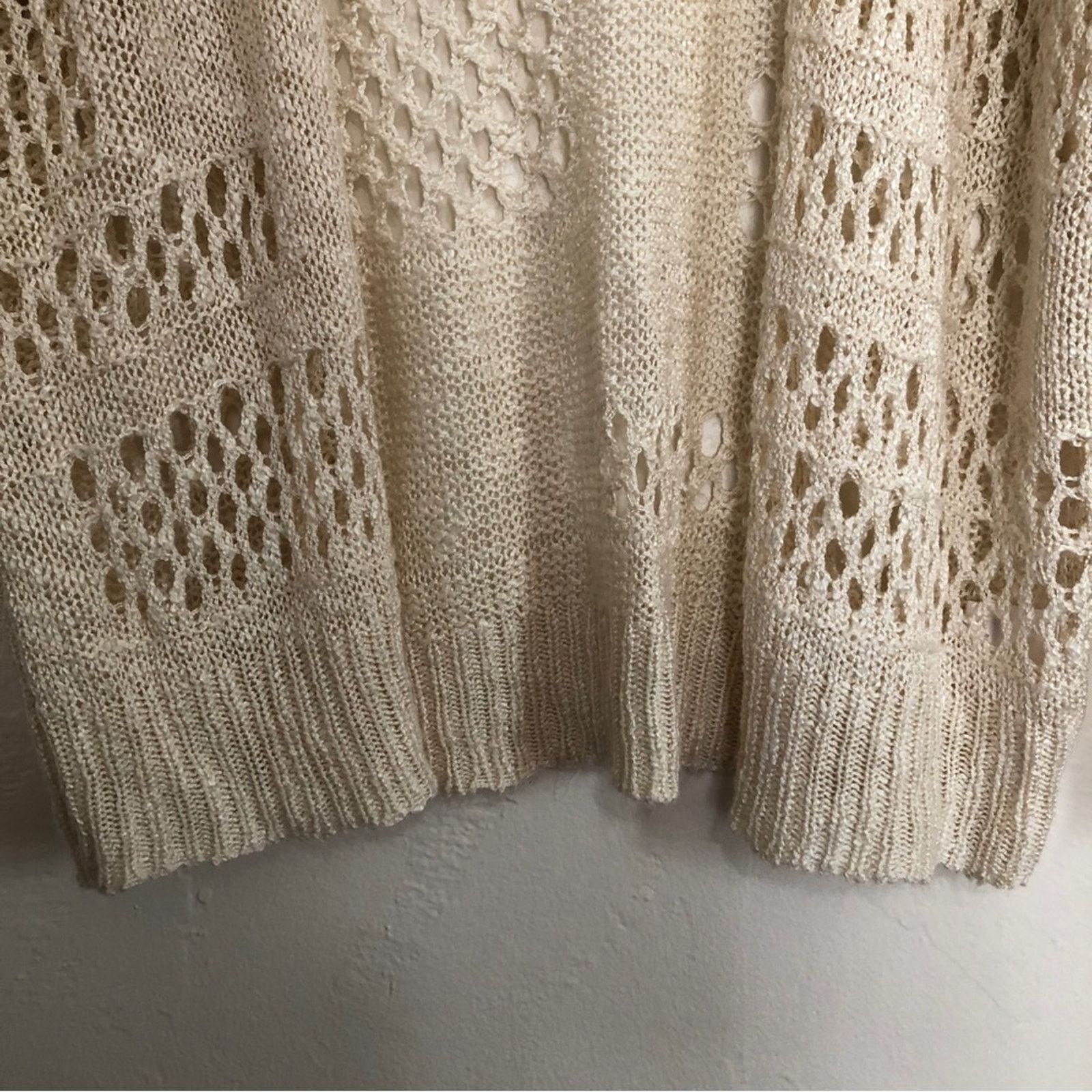 Other Cozy Knit Cream Color Open Front Cardigan Sweater Size M / US 6-8 / IT 42-44 - 4 Thumbnail