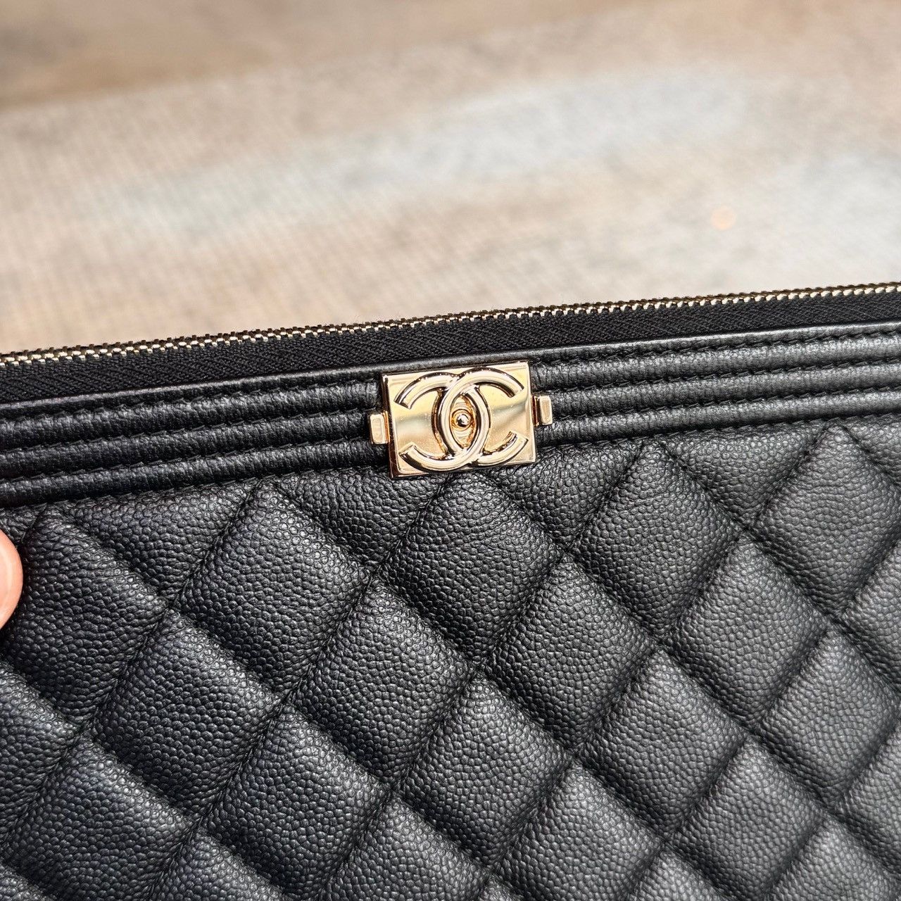 Chanel Chanel Black Caviar Quilted Medium Boy O-Case Pouch Size ONE SIZE - 2 Thumbnail