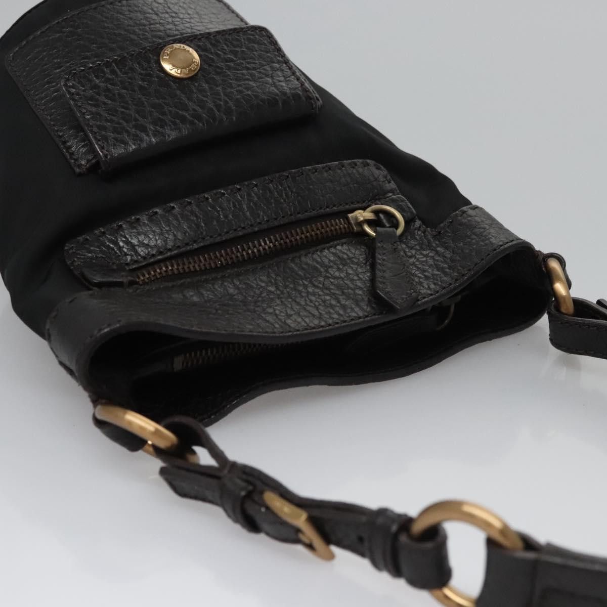 Prada PRADA Hand Bag Nylon Leather Black Gold Size ONE SIZE - 6 Thumbnail