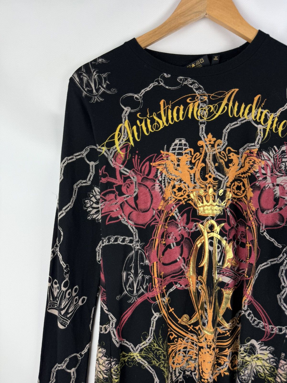 Christian Audigier Christian Audigier Y2K Overprinted Long Sleeve T Shirt Size L / US 10 / IT 46 - 4 Thumbnail