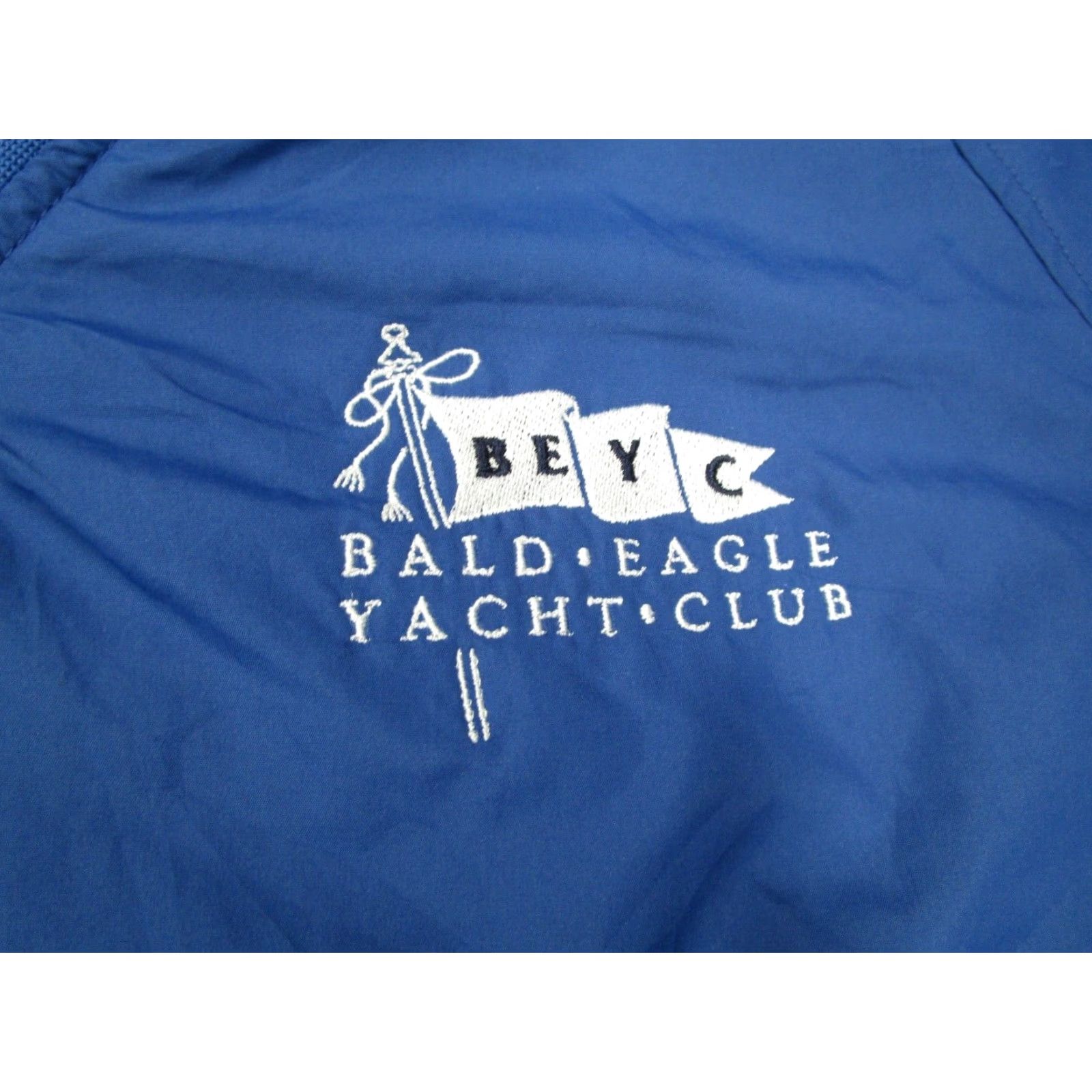 Vintage SPORT-TEK Mens Blue V Neck Pullover Windbreaker Jacket 2XL XXL Pockets Logo Bald Eagle Yacht Club Size US XXL / EU 58 / 5 - 3 Thumbnail
