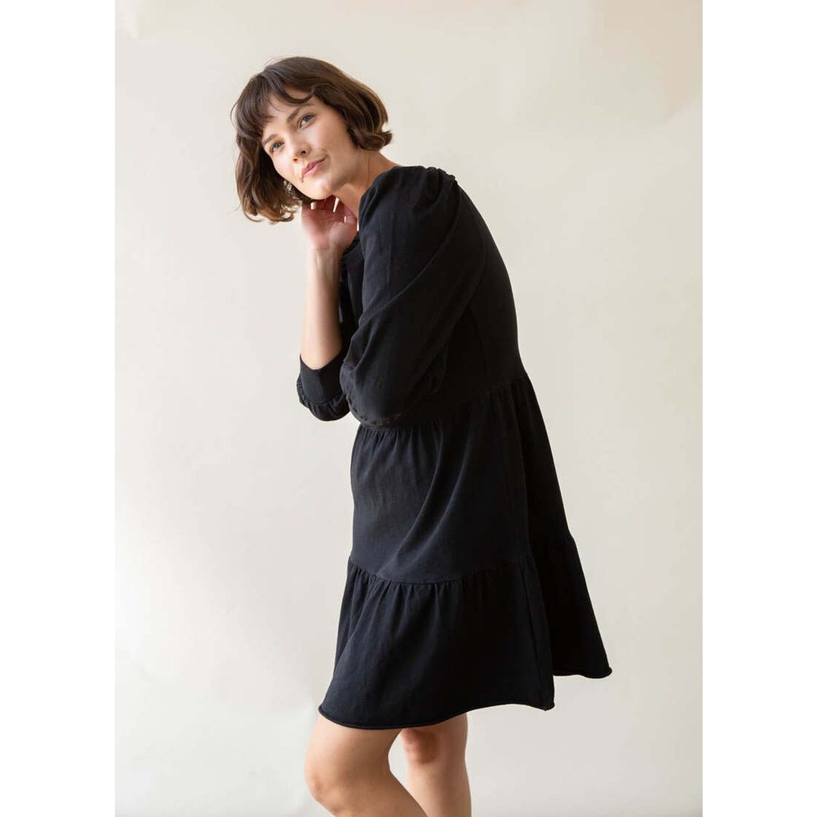 Nation LTD Nation LTD Bettina Black Tiered Dress Small Puff Sleeves Size S / US 4 / IT 40 - 2 Thumbnail