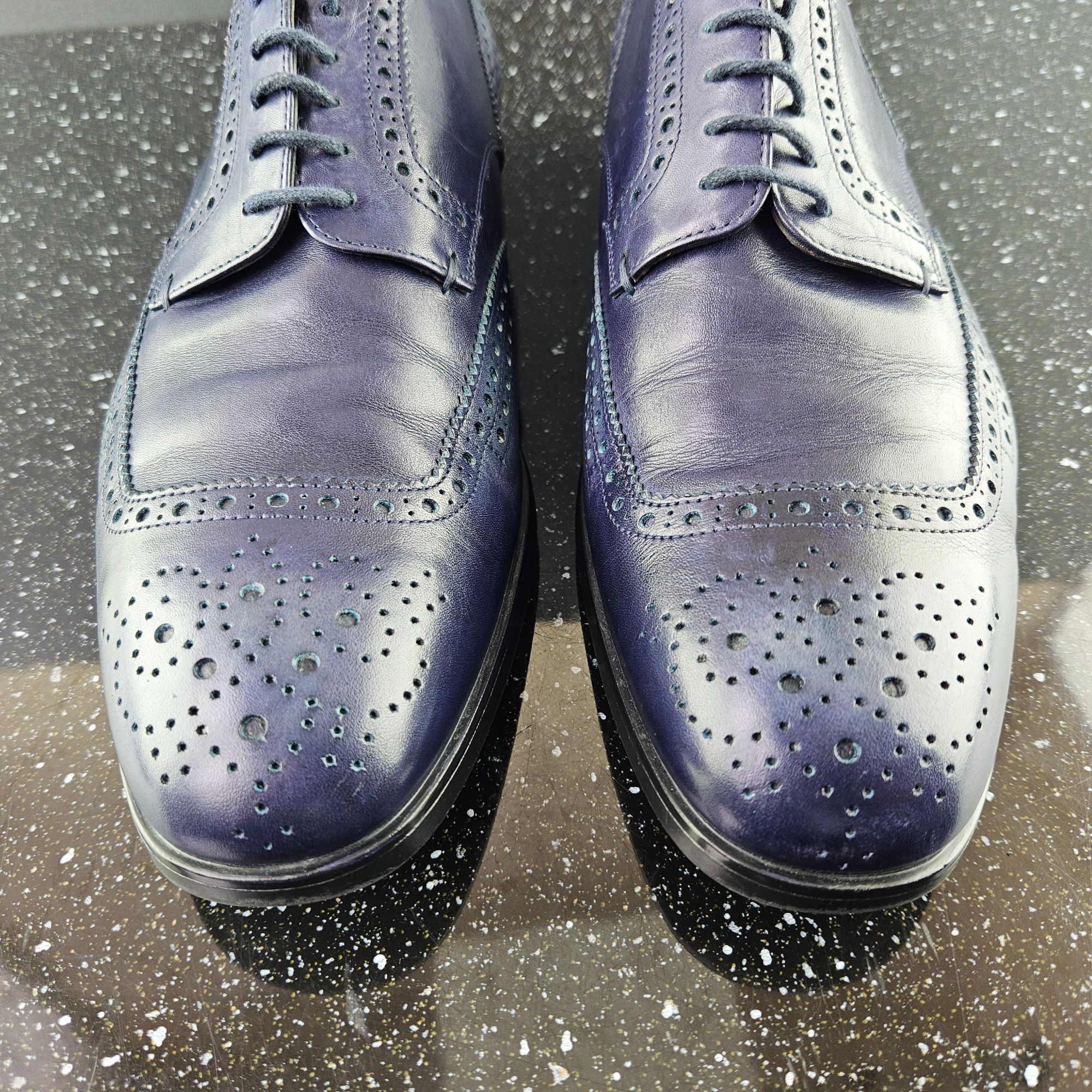 Prada Prada Blue Patina Leather Brogues Dress Shoes (Y0721) Size US 8.5 / EU 41-42 - 11 Thumbnail