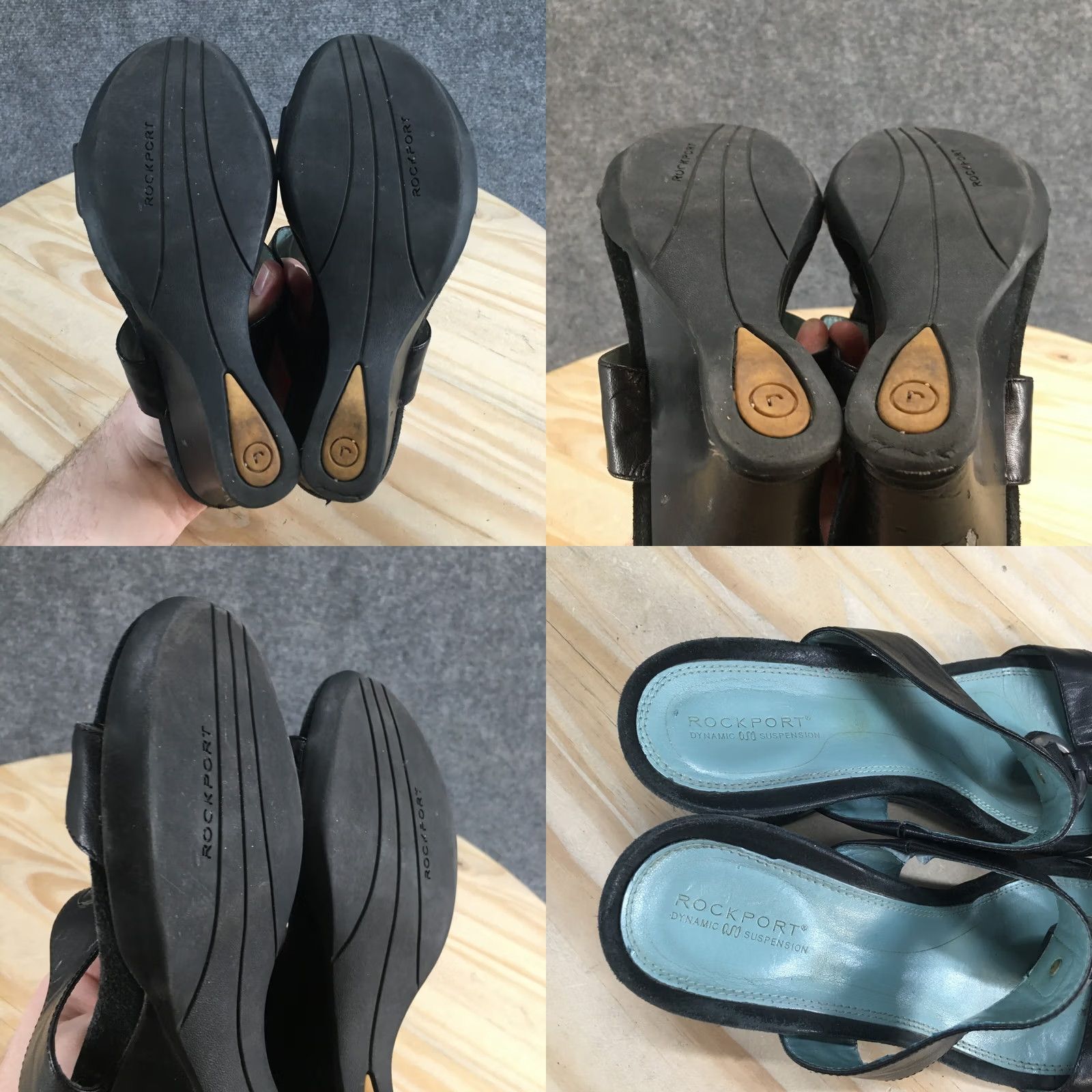 Rockport Rockport Sandals Womens 6.5 M Slide Black Leather Slip On Wedge Heels APW13181 Size US 4 / IT 34 - 9 Thumbnail