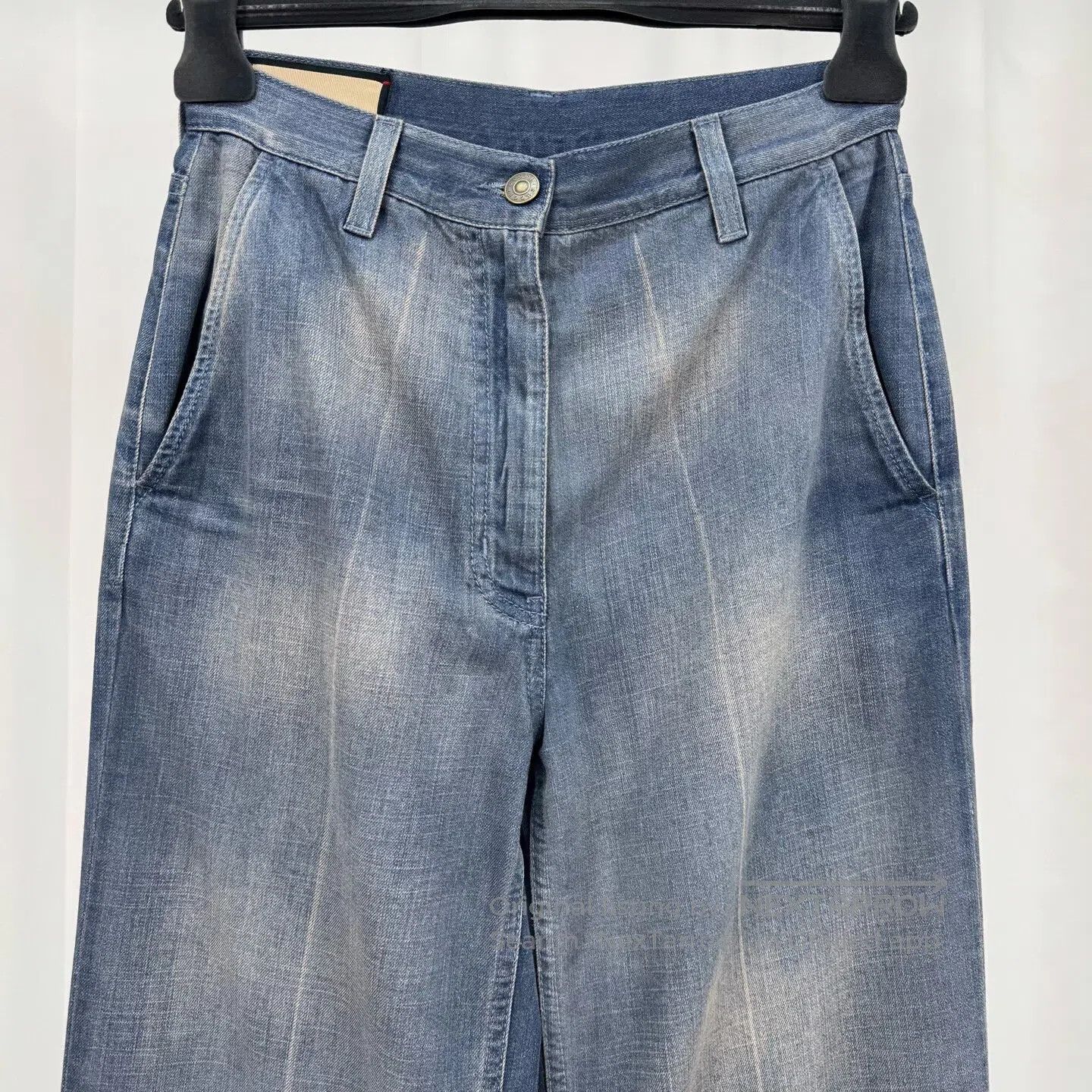 Gucci Guicci Leather Patch Washed Flare Denim Jeans| Size US 31 - 3 Thumbnail
