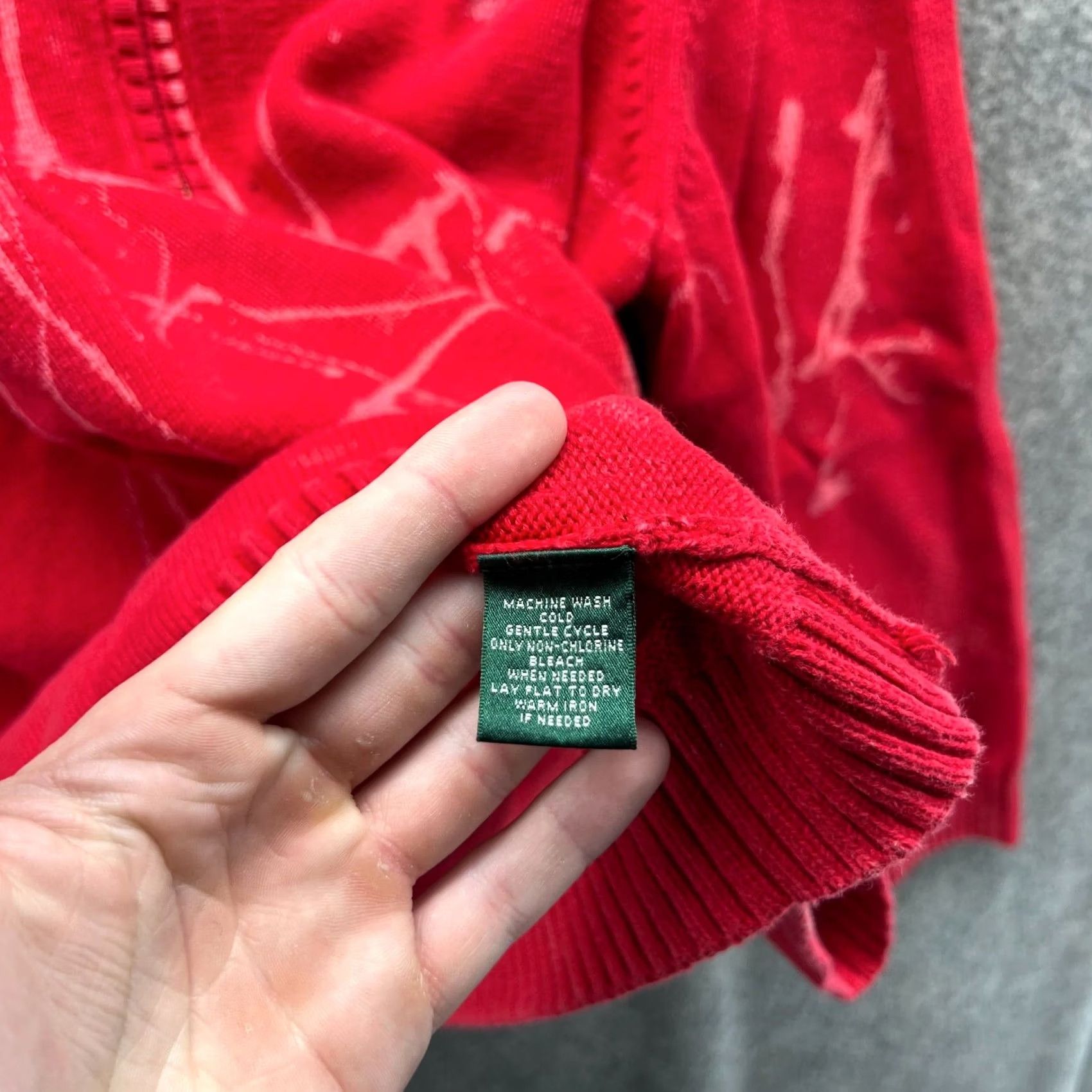 Ralph Lauren VTG Lauren Ralph Lauren Sweater Women 3X Red 1/4 Zip Pullover Crown Crest Logosill Size XXL / US 16-18 / IT 52-54 - 2 Thumbnail