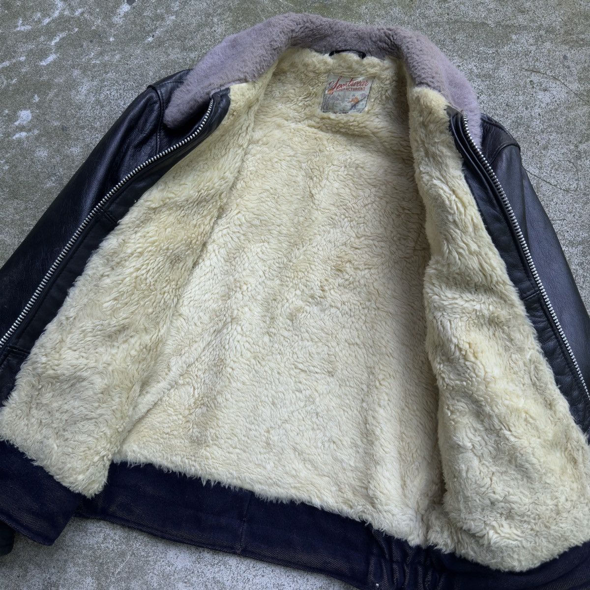 Vintage 40s 50s Leather Horsehide Shearling Jacket ERD Grunge Size US L / EU 52-54 / 3 - 9 Thumbnail