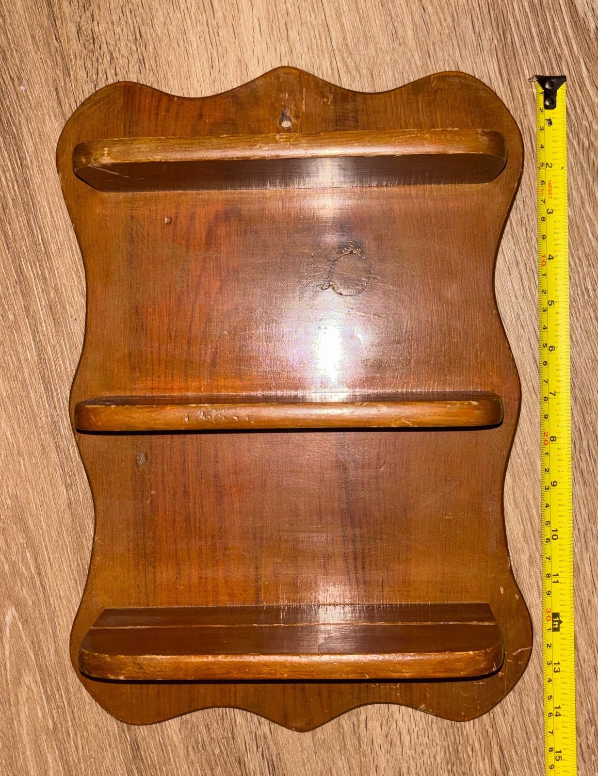 Vintage Handmade Wood Wall Display Shelf 3 Tier D114 in Brown, Men's