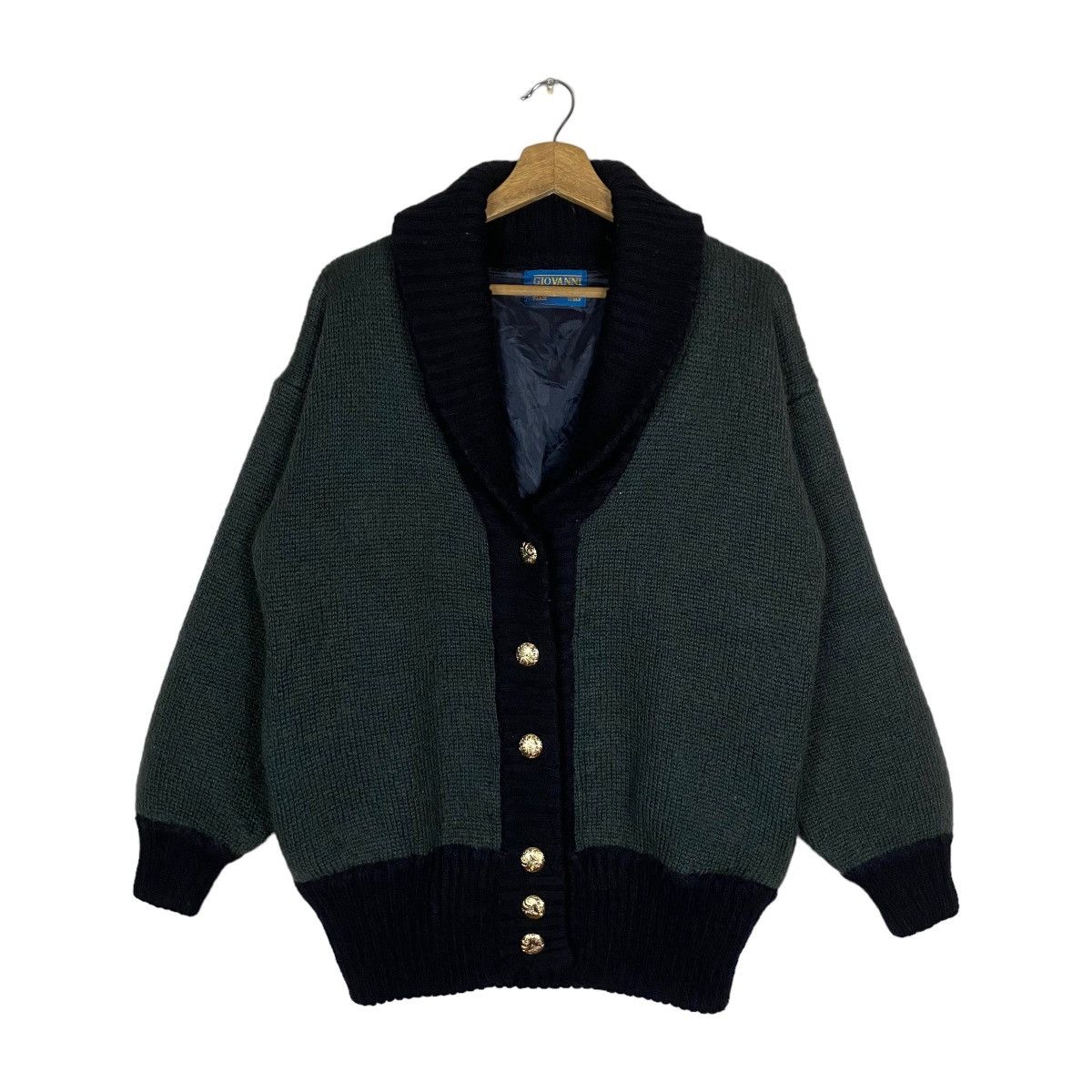 image of Vintage Giovanni Ferretti Paris Fancy Button Coat Jacket in Green/Black, Women's (Size Medium)