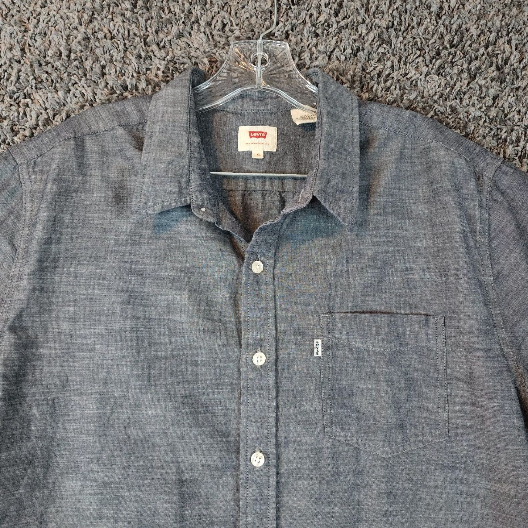 Levi's LEVI'S Men's Gray Short Sleeve Button-Up Shirt Size XL Size US 36 / EU 52 - 4 Thumbnail