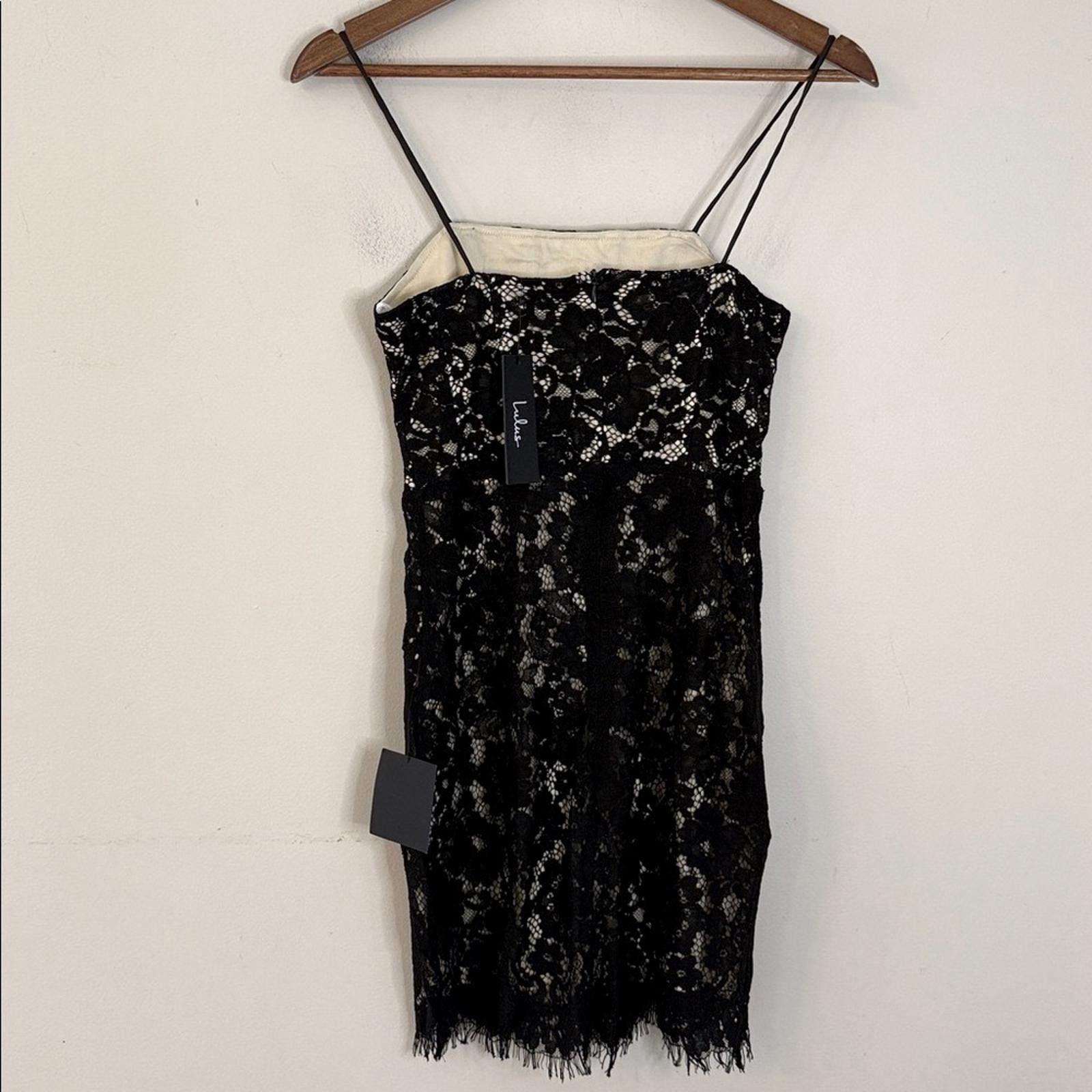 Lulus Lulu's Black & Cream Lace Mini Dress lined SZ SM Size S / US 4 / IT 40 - 4 Thumbnail