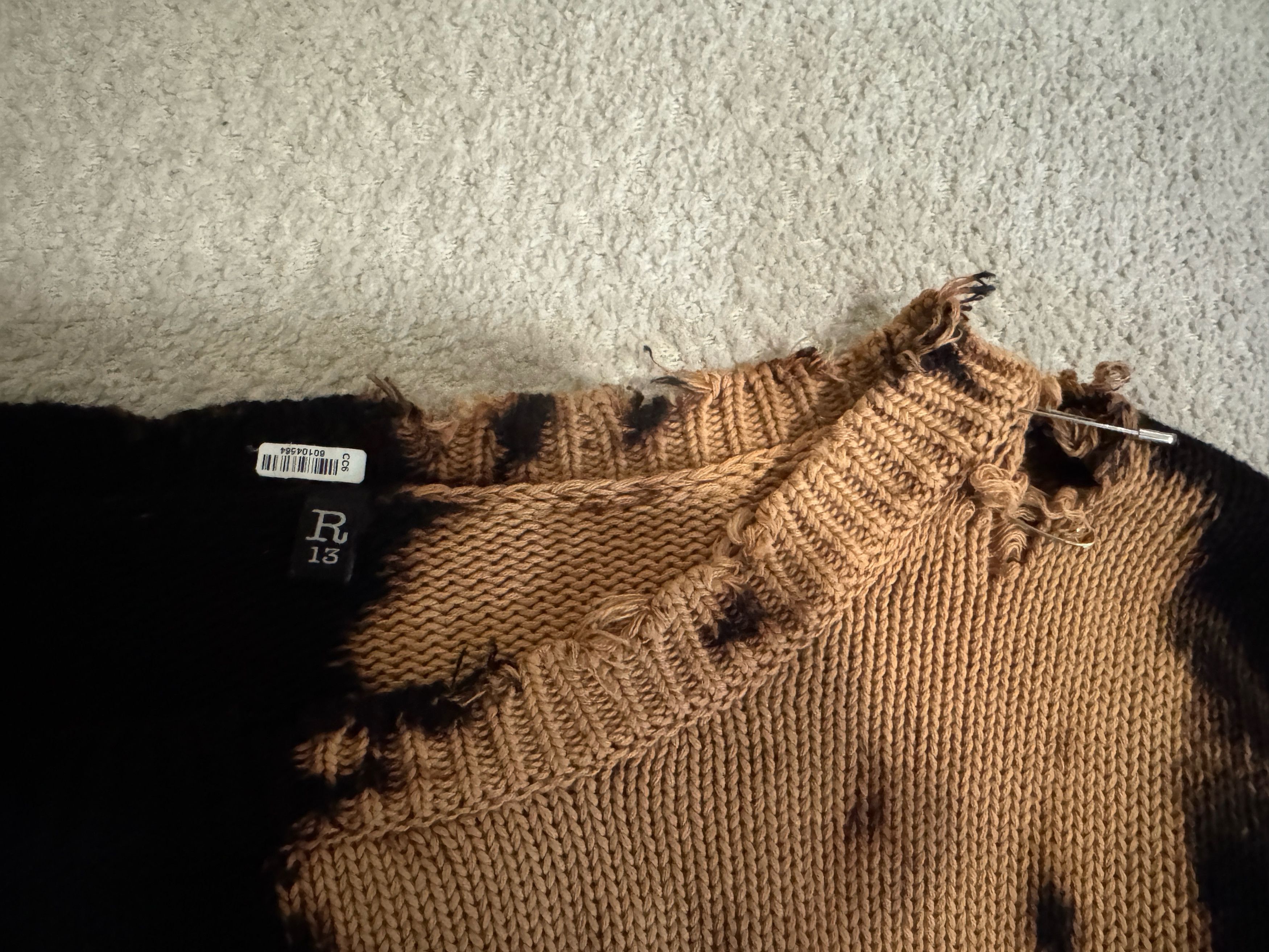 R13 Bleached Distressed Crewneck Sweater Size M / US 6-8 / IT 42-44 - 3 Thumbnail