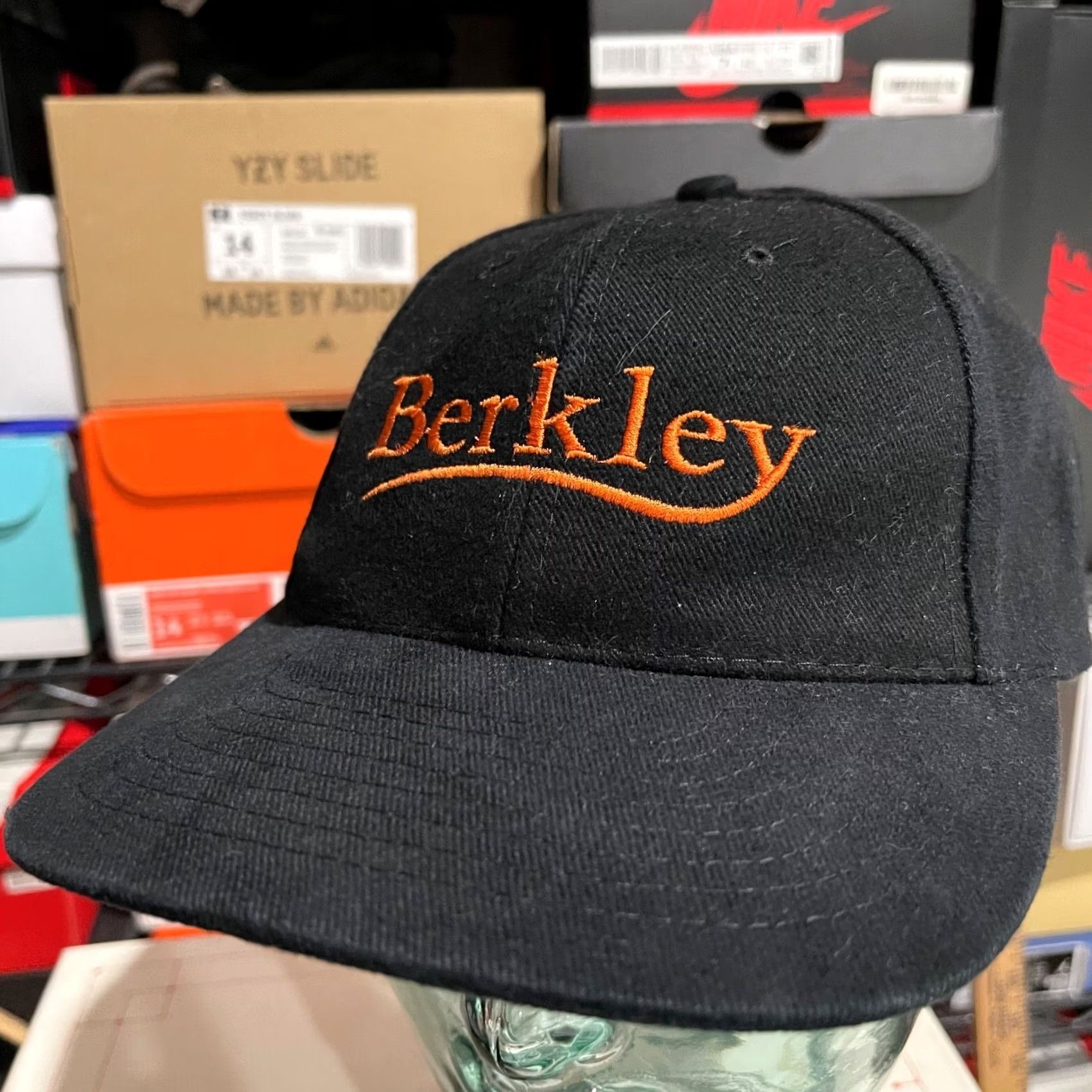 Vintage Nissin Berkley Hat Cap Black Adult Snap Back Adjustable Script Mens Vintage Baseball Cap Mens Size ONE SIZE - 7 Thumbnail