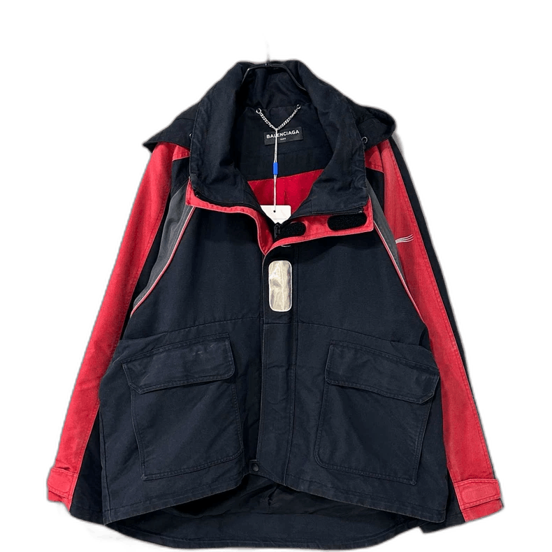 Balenciaga Black Red Hooded Jacket-2505