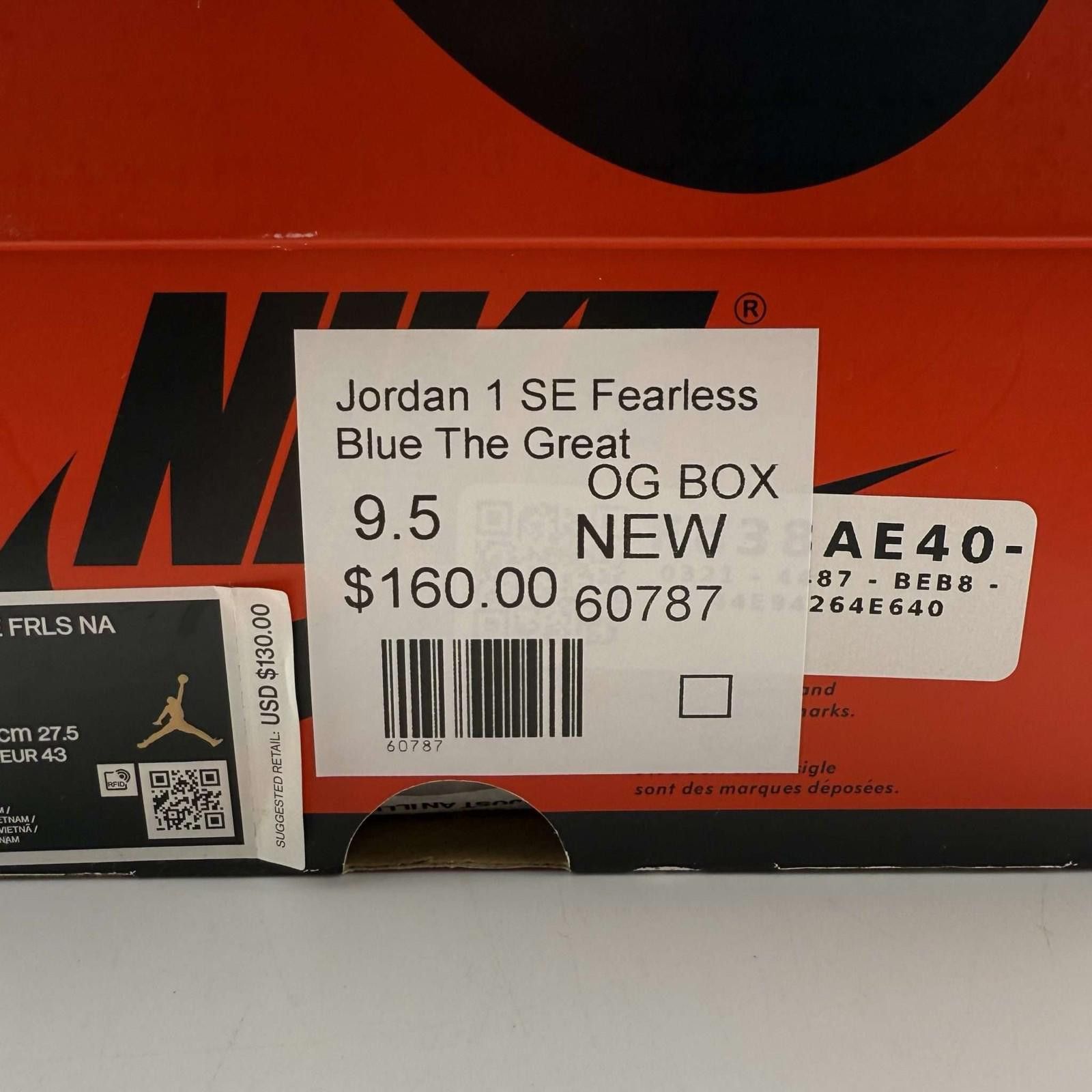 Nike og box Jordan 1 SE Fearless Blue The Great 9.5 New OG Box Size US 9.5 / EU 42-43 - 8 Thumbnail