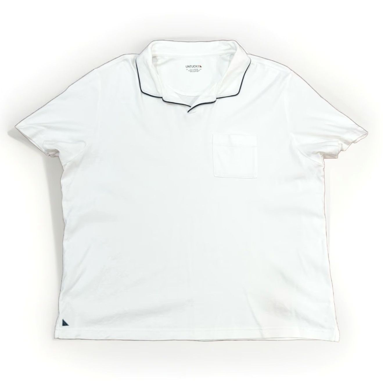 UNTUCKit UNTUCKit Polo Shirt Men’s 2XL White Short Sleeve Front Collar Button Solid Cotton Size US XXL / EU 58 / 5 - 6 Thumbnail