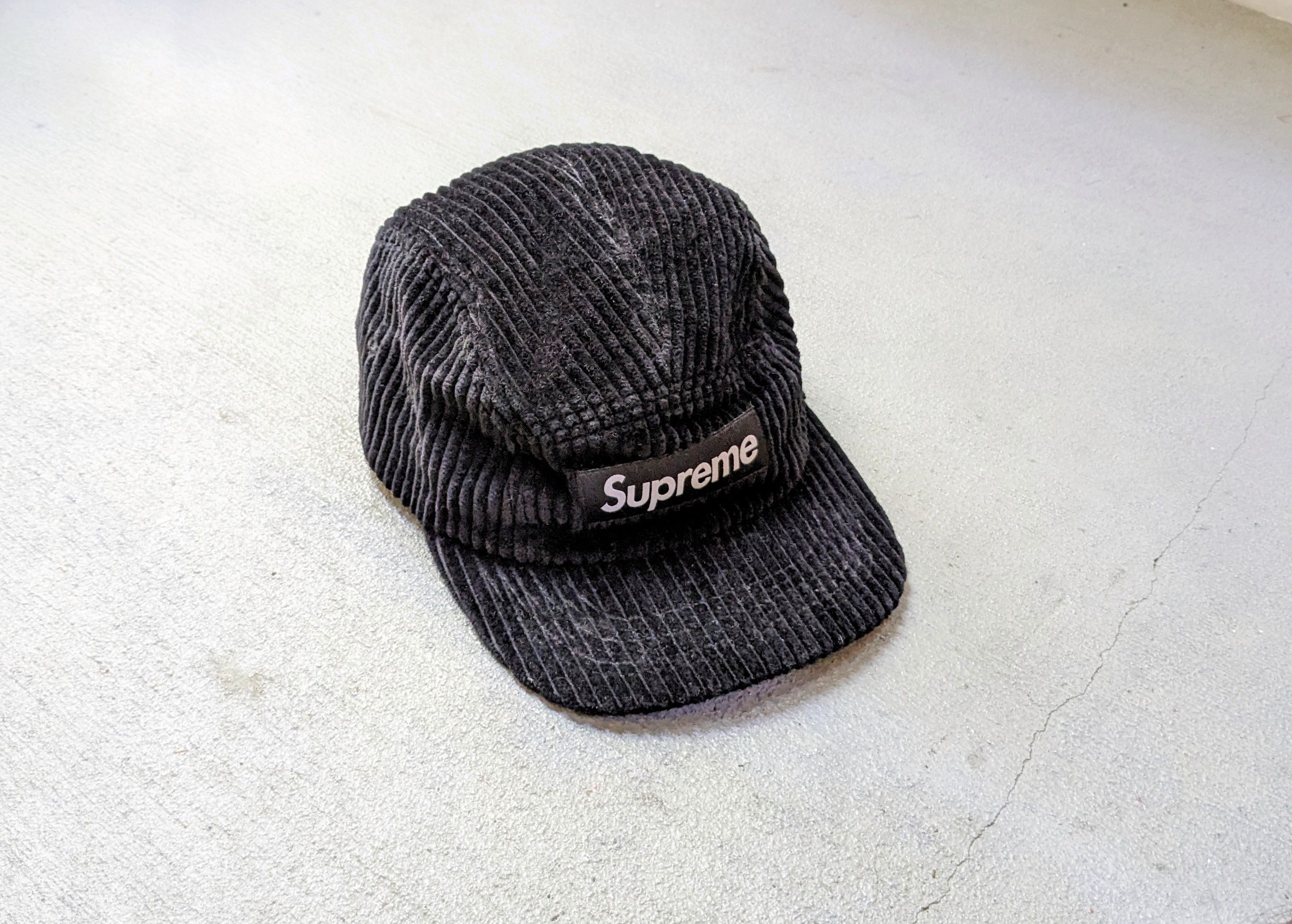 Supreme Supreme Corduroy Camp Cap Black Hat 5 Panel Velour BOGO