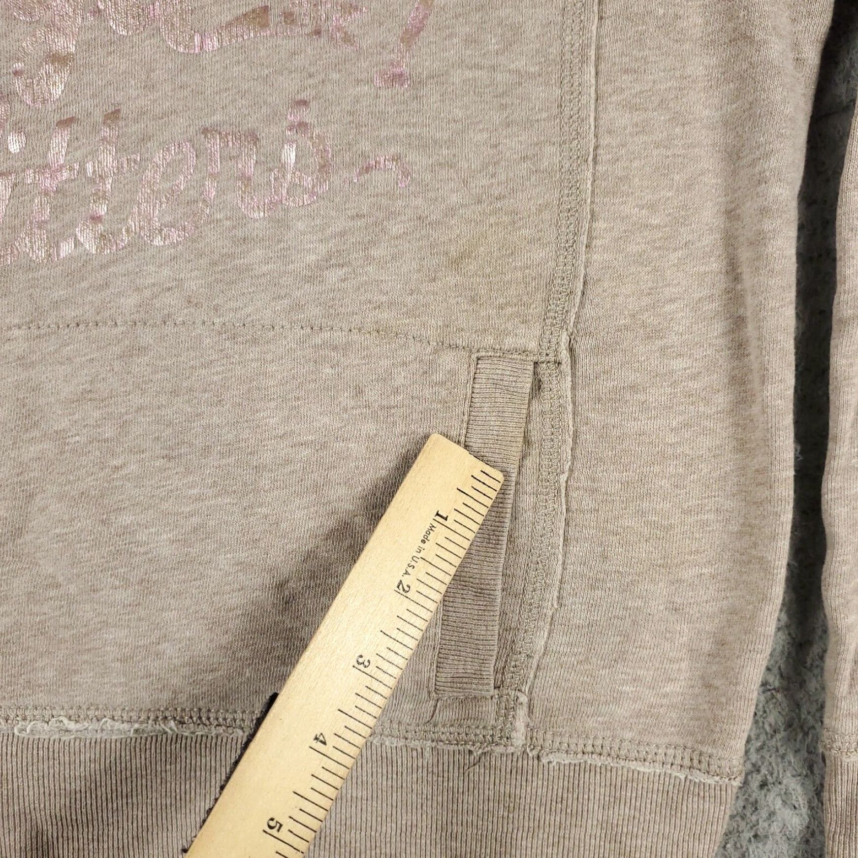 American Eagle Outfitters American Eagle Beige Hoodie Sweatshirt Women's Medium Cotton Blend Fleece Pullover Size M / US 6-8 / IT 42-44 - 6 Thumbnail