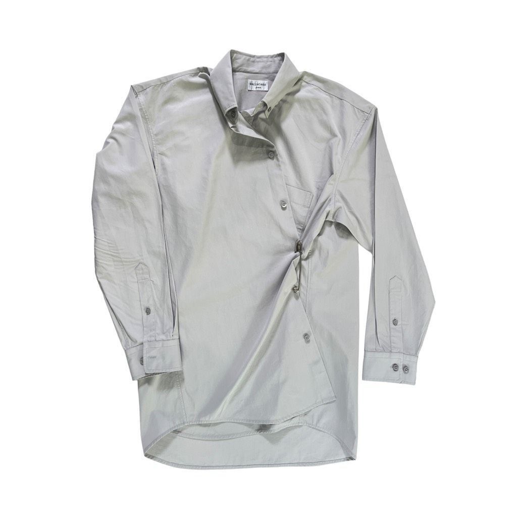 Balenciaga Balenciaga Fitted Wrap Shirt in Light Grey Size M / US 6-8 / IT 42-44 - 3 Thumbnail