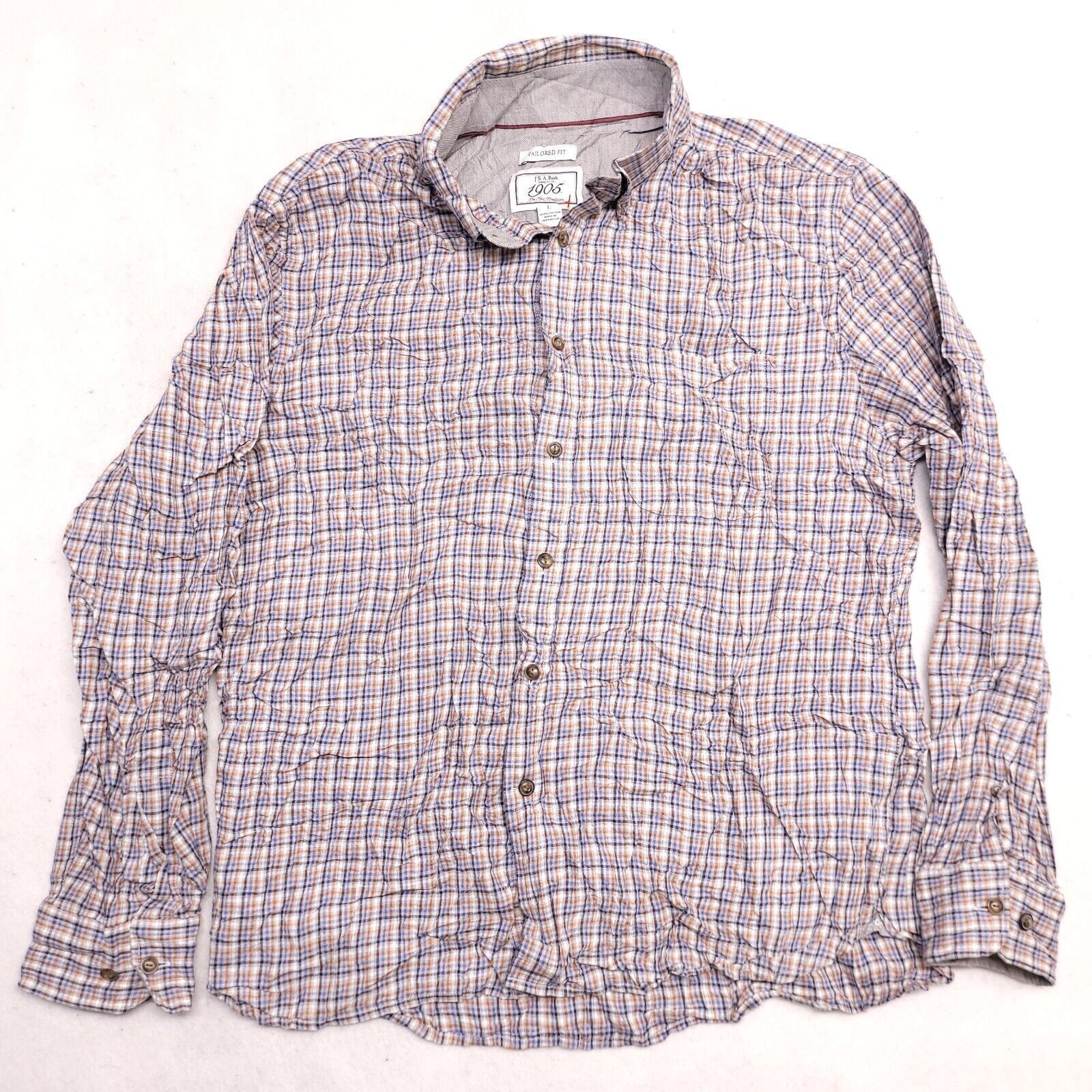 Jos. A. Bank Jos A Bank Tartan Flannel Shirt Mens Size Large Orange Blue Size US L / EU 52-54 / 3 - 2 Thumbnail