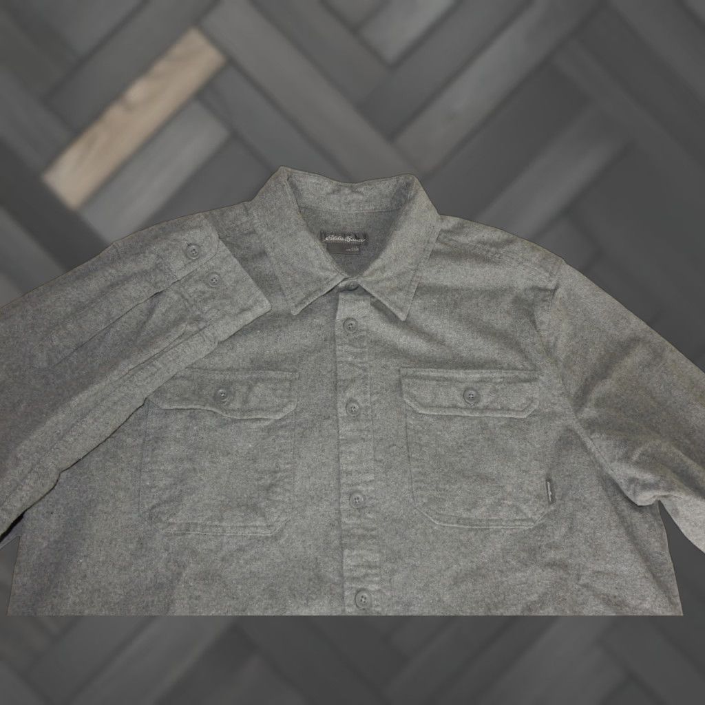 J.Crew Vintage Eddie Bauer Men's Chamois Button-Front Shirt Size Large Long Sleeve Gray Size US L / EU 52-54 / 3 - 1 Thumbnail