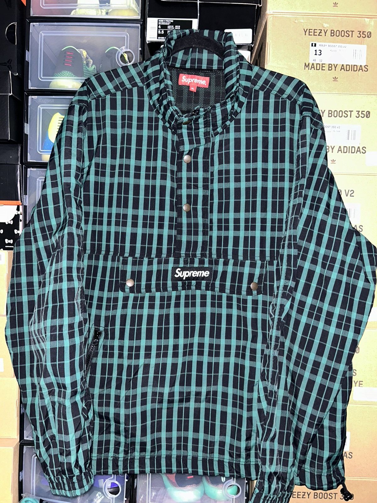 Supreme Supreme Nylon Plaid Pullover Green FW18 size XL NEW Size US XL / EU 56 / 4 - 1 Thumbnail