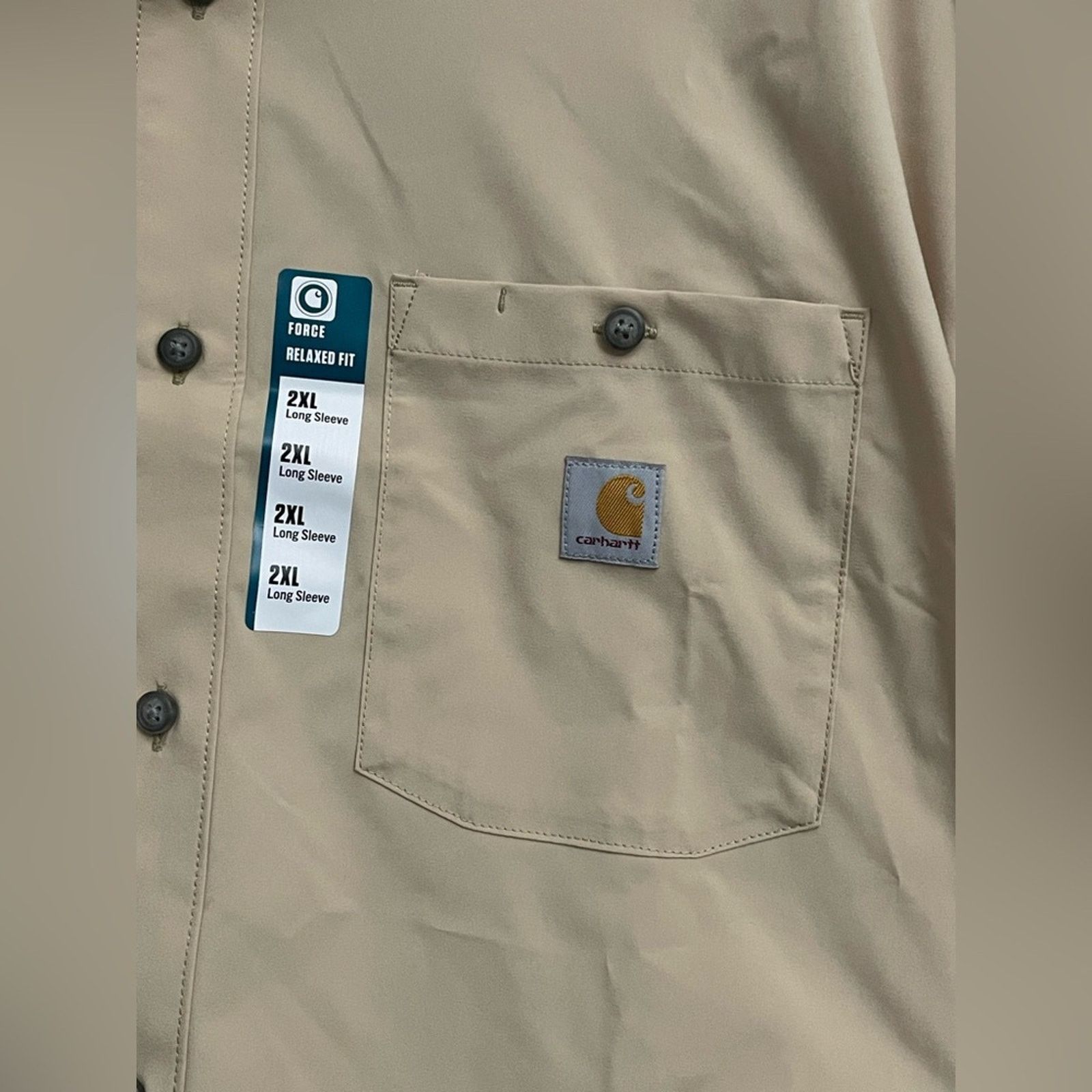 Carhartt CARHARTT Force Sun Defender Khaki Shirt Mens 2XL Long Sleeve Size US XXL / EU 58 / 5 - 2 Thumbnail