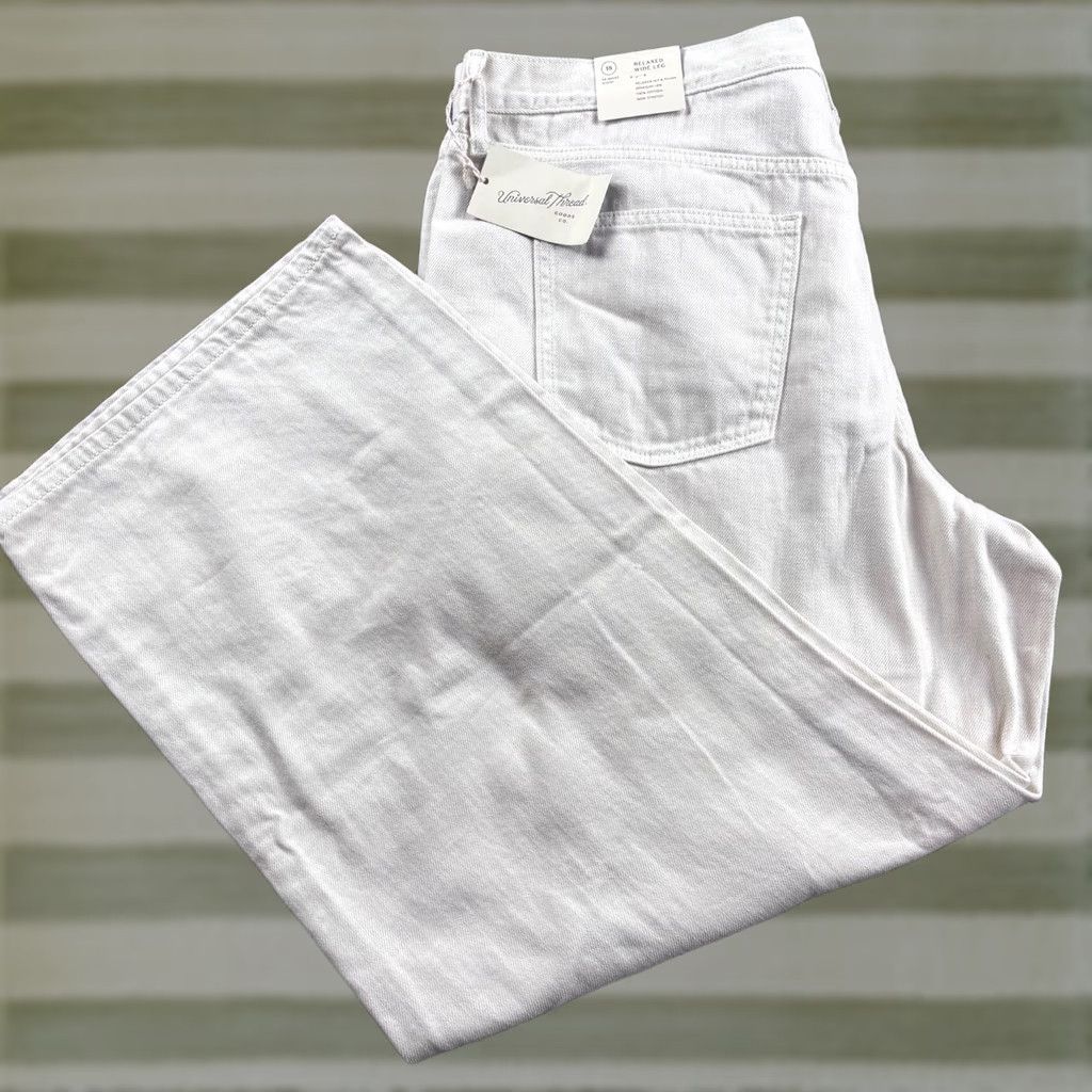 Vintage Universal Thread Jeans Womens 18 (38x30) Relaxed Wide-Leg Beige Cotton Denim City 30 Inseam Womens Size 40" / US 18 - 1 Thumbnail