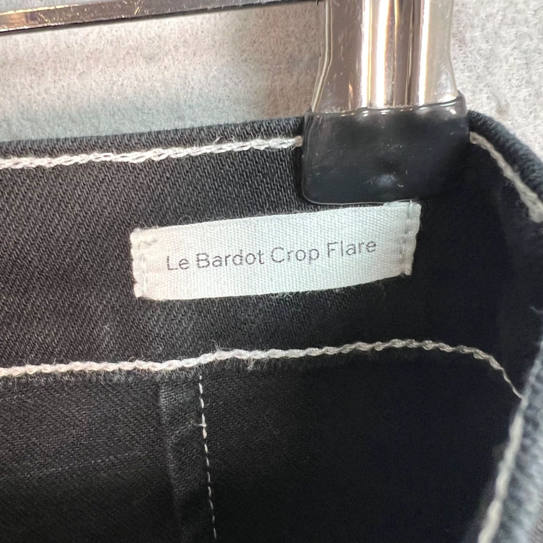 Frame Frame Le Bardot Crop Flare Black Jeans Womens Size 25 Contrast Stitch Size 42" / US 20 - 4 Thumbnail