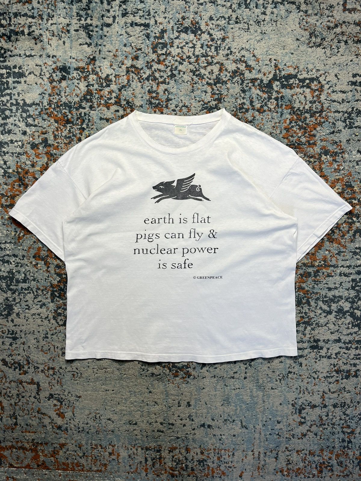 Vintage Rare Vintage 80s Greenpeace anti nuclear power graphic tee Size US XL / EU 56 / 4 - 1 Thumbnail