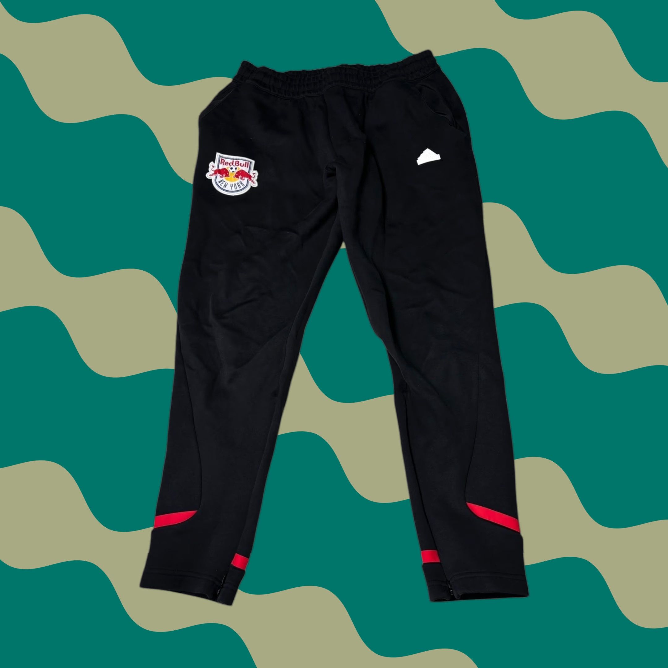 Adidas Red Bull New York Soccer Track Pants Mens XL Black Red Logo Athletic Pants Jogger Men’s XL