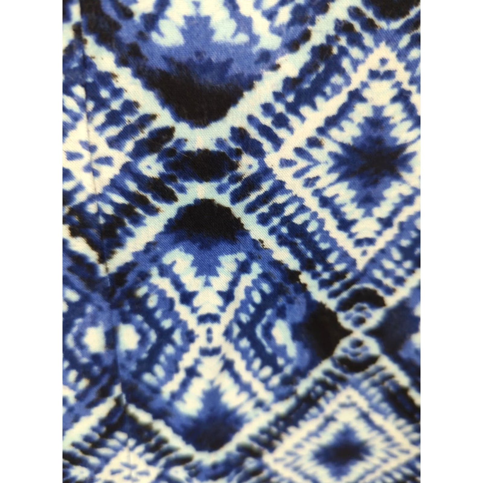 Vintage Allison Brittney Women's Plus Size 2X Blue Geometric Top Cold Shoulder boho Blouse Size XXL / US 16-18 / IT 52-54 - 4 Thumbnail