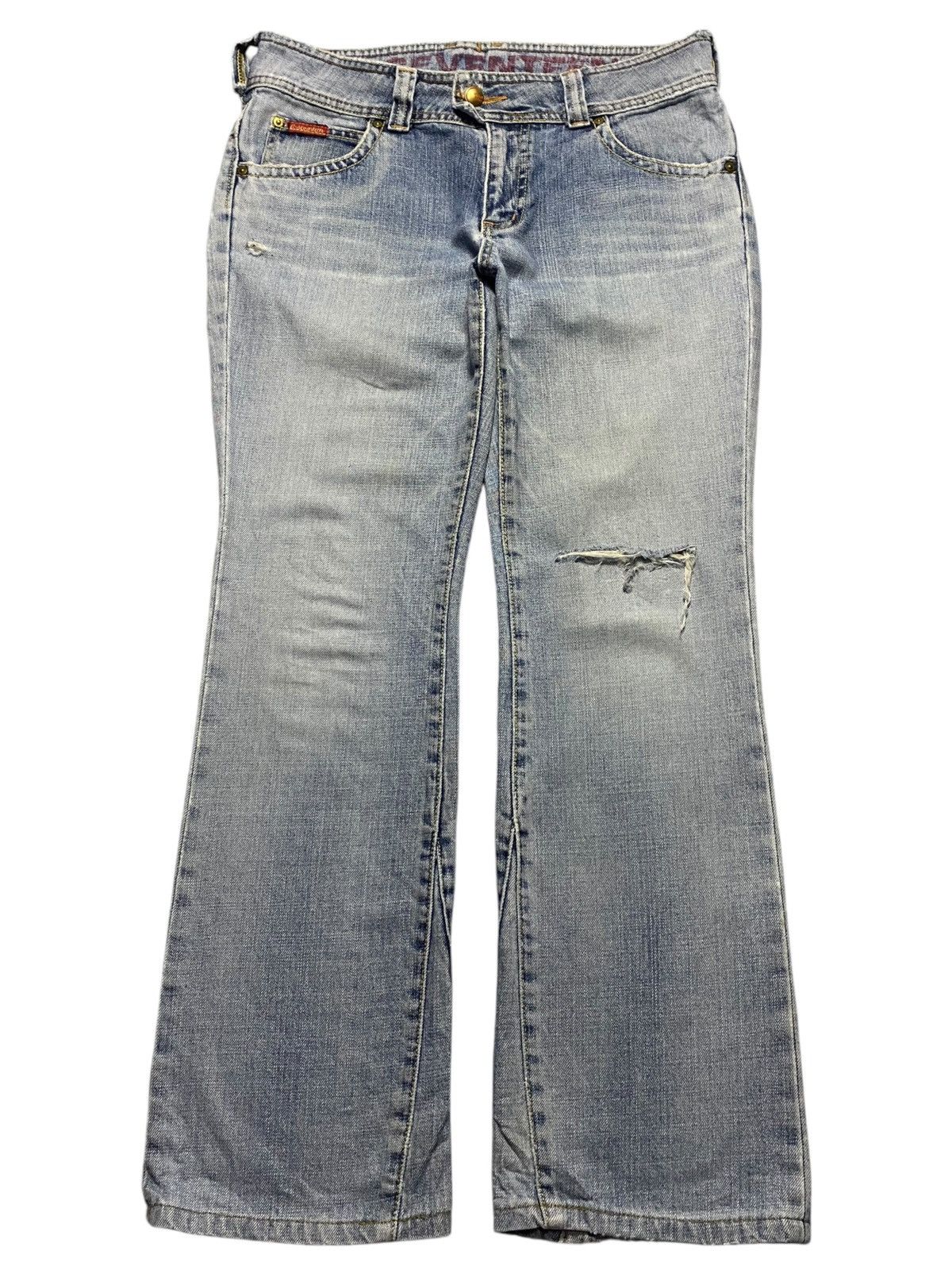 Japanese Brand Vtg Japanese Brand C Seventeen Light Distressed Flare Jeans Size US 30 / EU 46 - 1 Thumbnail