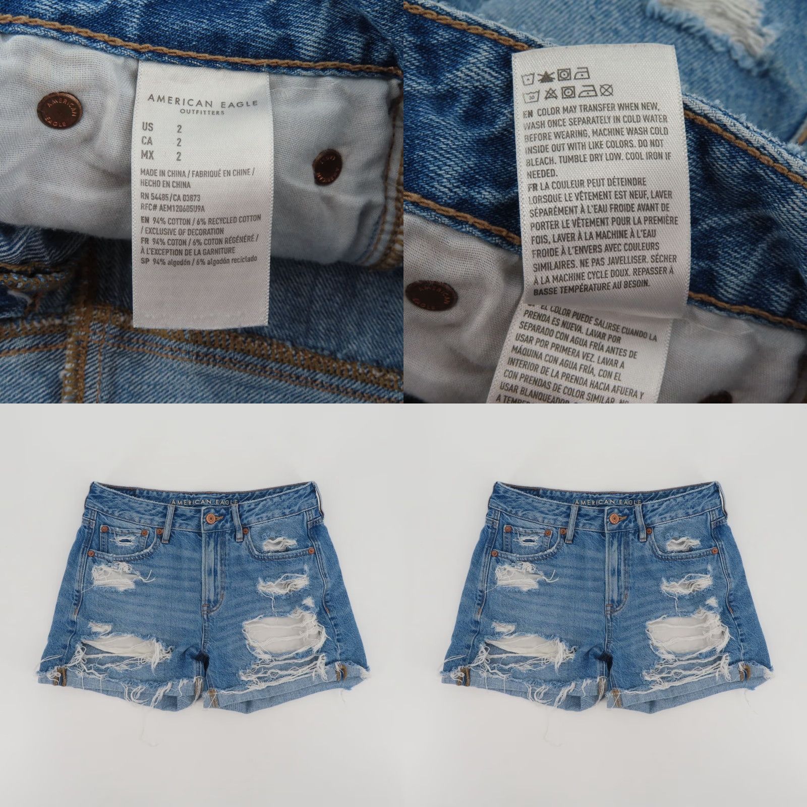 American Eagle Outfitters VINTAGE American Eagle Outfitters Women Tomgirl Short Blue Distressed Denim Jean Cotton Size 26" / US 2 / IT 38 - 9 Thumbnail