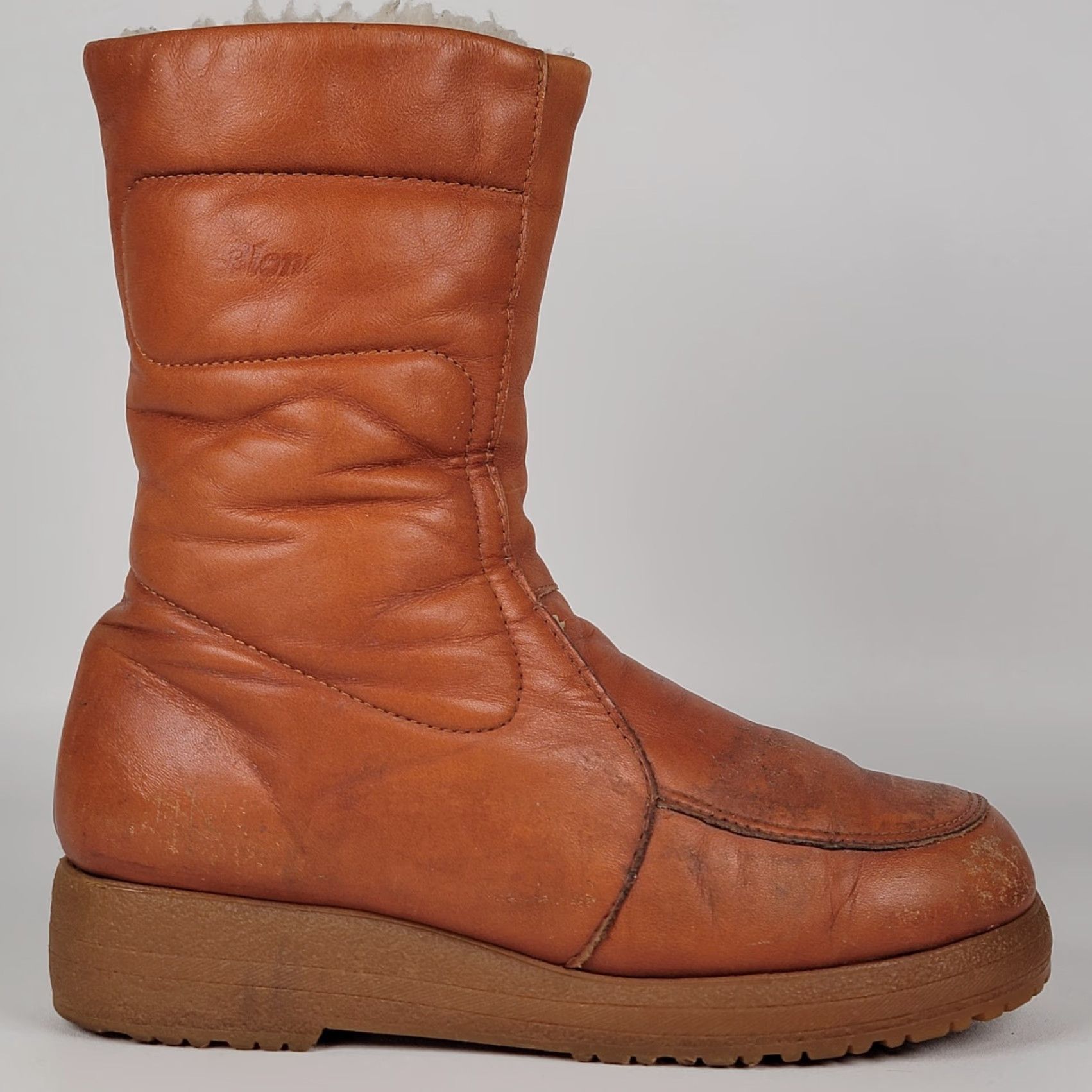 Blondo VINTAGE Blondo Leather Shearling Lined Zippered Boots Men 9 43 Brown 1980s Canada Mens Size US 9 / EU 42 - 3 Thumbnail