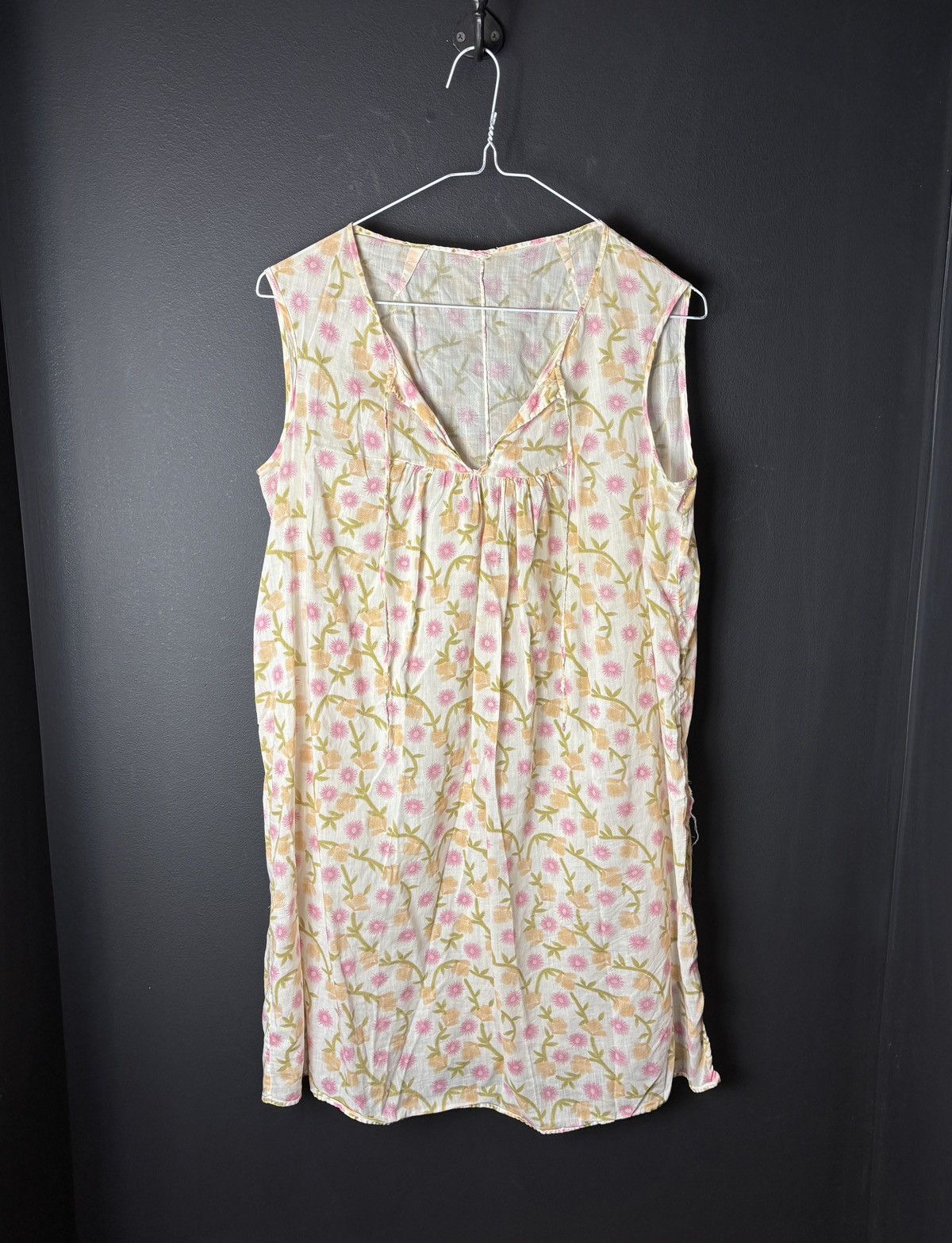 Vintage Vintage Sheer Dress Floral Pullover Frock Seethrough Slip Size M / US 6-8 / IT 42-44 - 1 Thumbnail