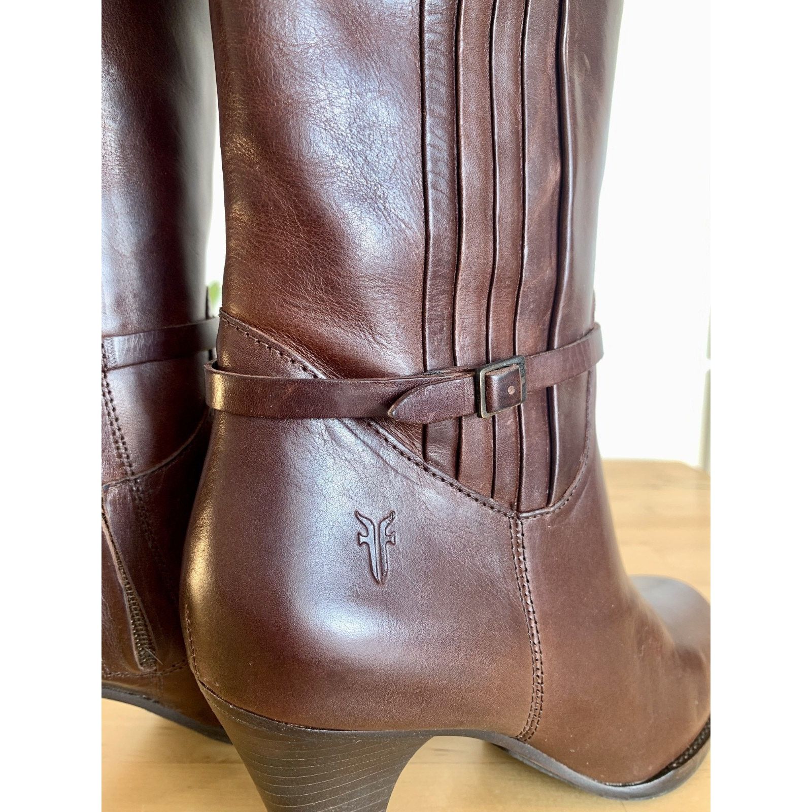 Frye NIB Frye Tina Pleat Knee High Brown Leather Boots Size 6 Size US 6 / IT 36 - 7 Thumbnail