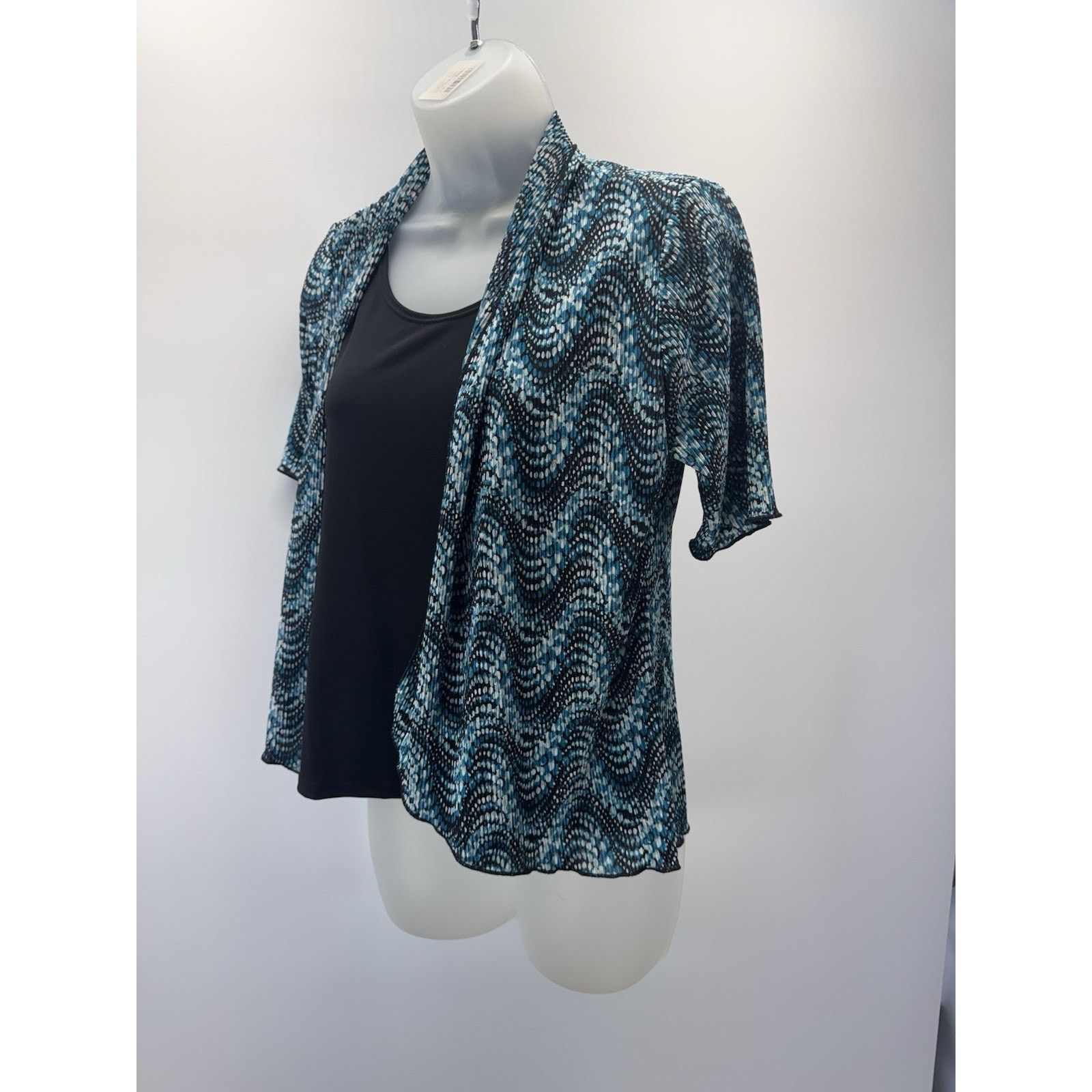 Other Notations Shirt Women’s Petite S Cardigan Tank Teal Black Size S / US 4 / IT 40 - 4 Thumbnail