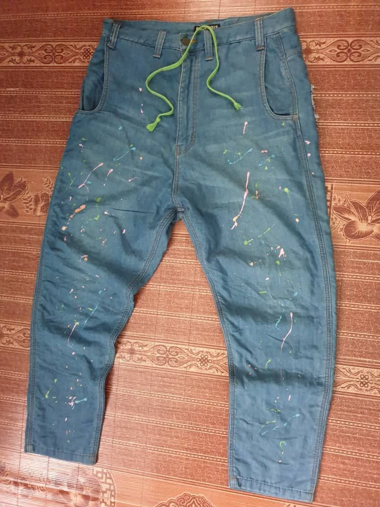 Issey Miyake 💥Frapbois splash paint art Issey miyake denim pant Size US 33 - 10 Thumbnail