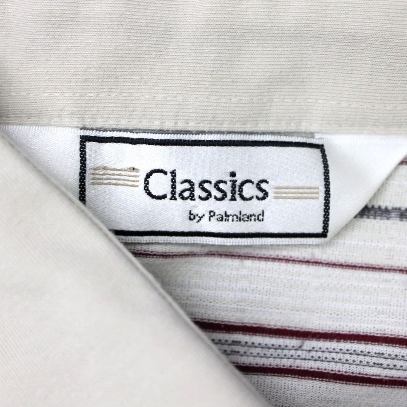 Vintage Classics by Palmland Polo Shirt Mens XL Beige/Red Striped Contrast Collar S/S Polo Shirt Size US XL / EU 56 / 4 - 6 Thumbnail